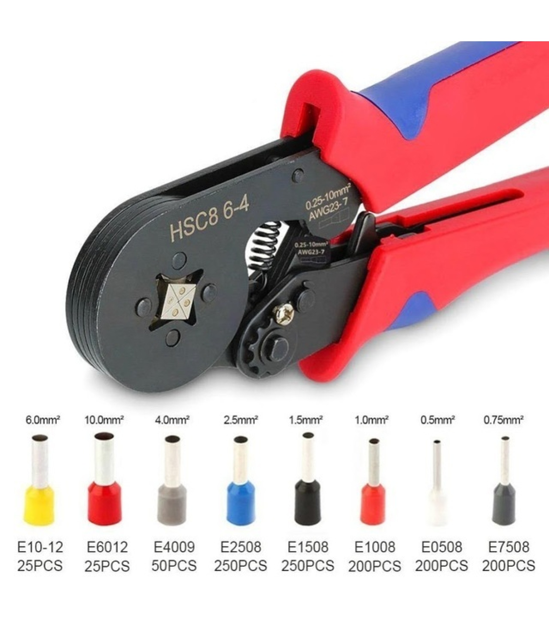 HSC8 6-4A Crimping Tool Plier 0.25-10mm² for AWG 23-7