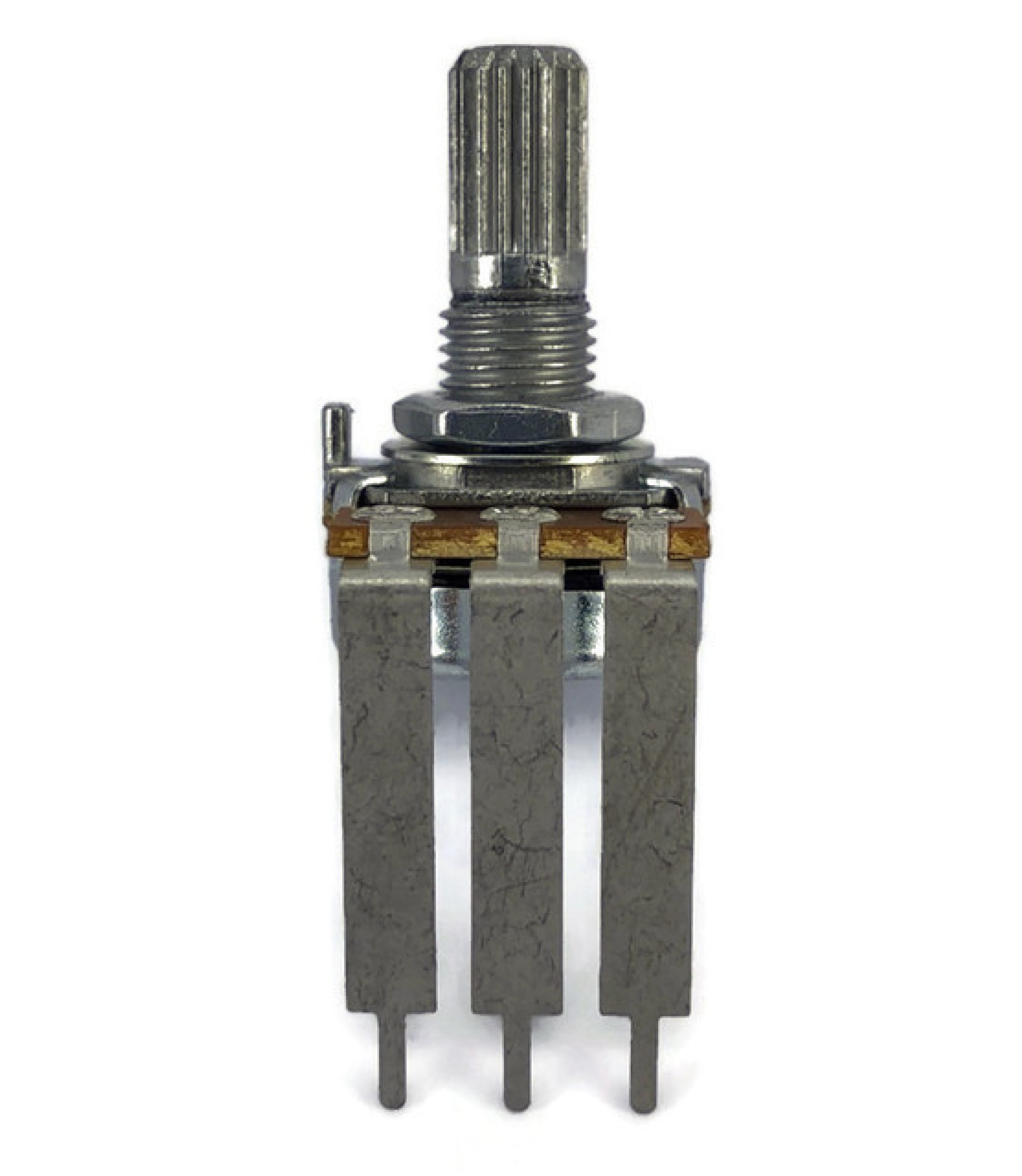 A-4899-1_1.jpg 100K OHM Logarithmic Taper Potentiometer Spline Shaft PCB Mount