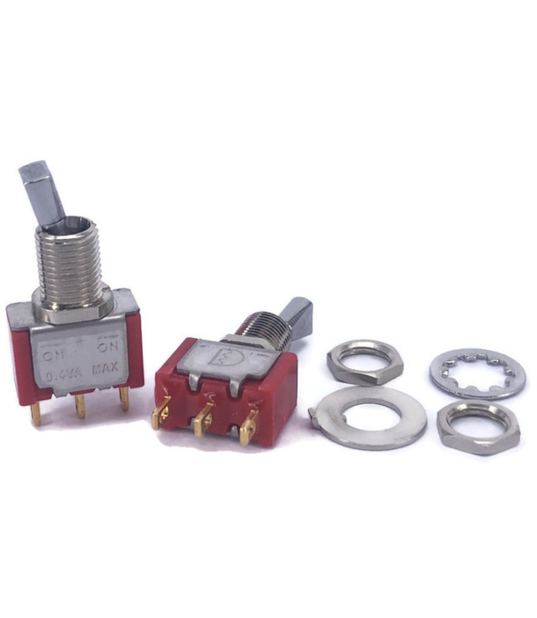 Mini Toggle Switch 1M Series SPDT On-On Short Flat Lever Gold Pins
