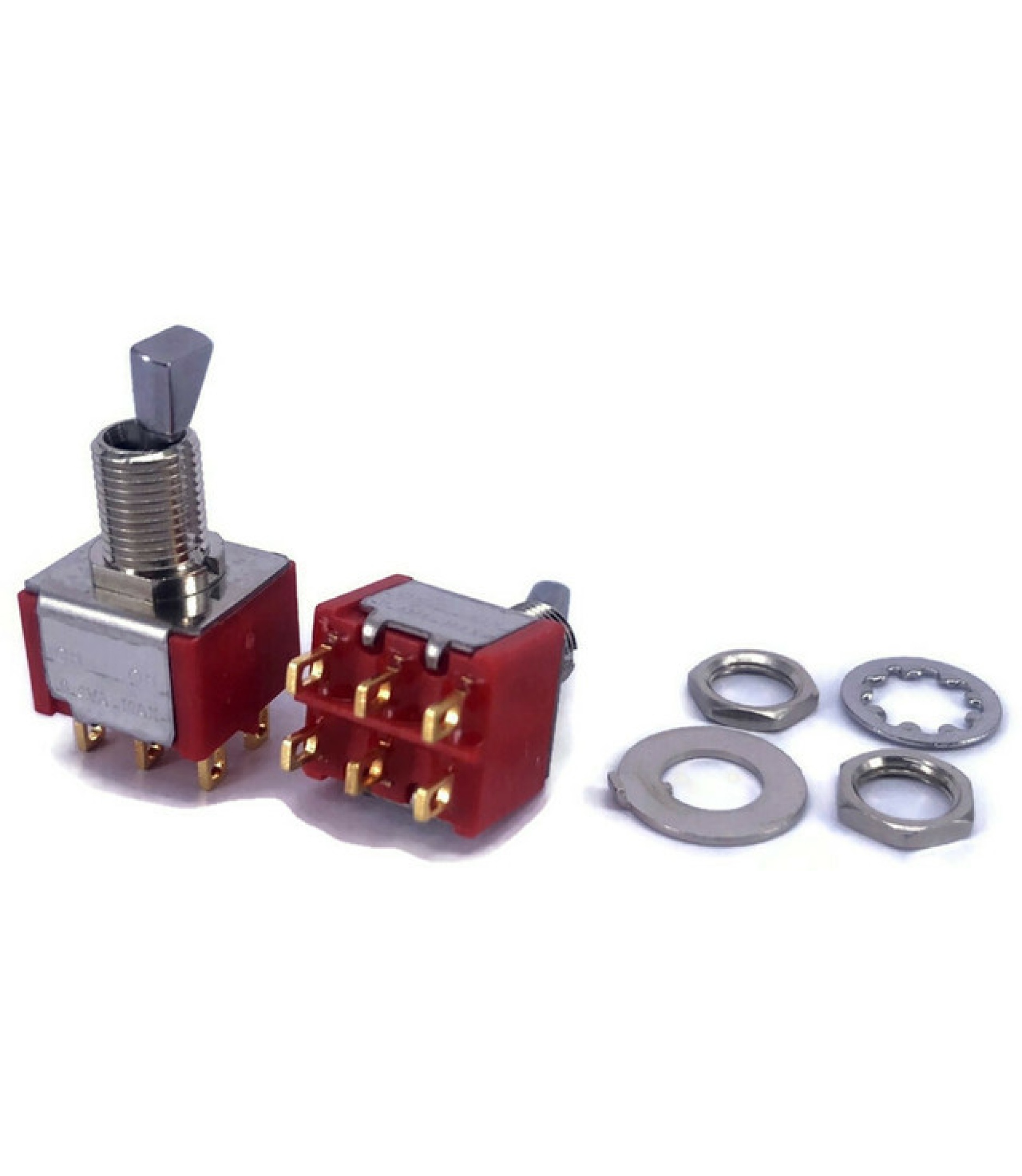 Mini Toggle Switch 1M Series DPDT On-On Short Flat Lever Gold Pins
