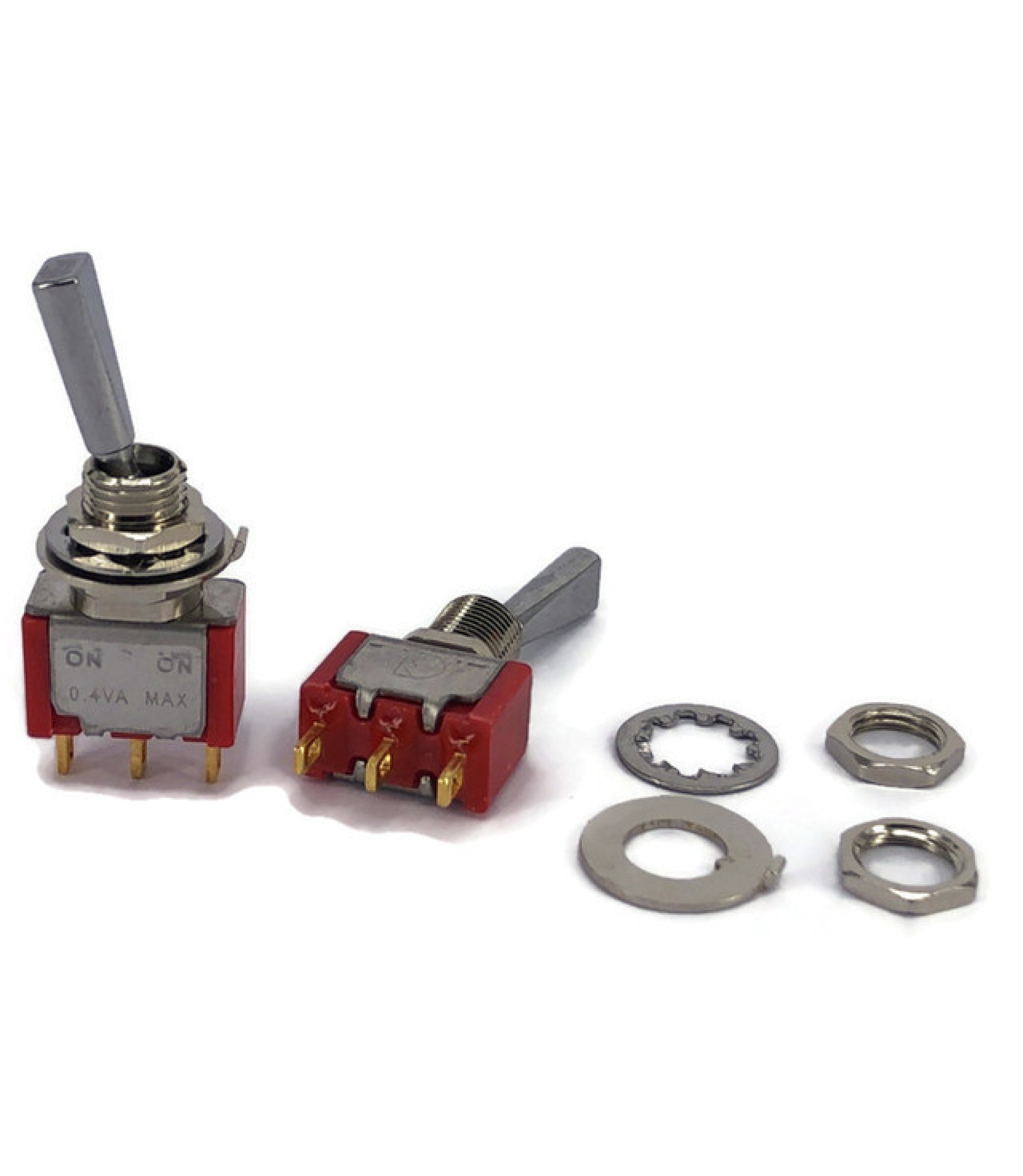 Mini Toggle Switch 1M Series SPDT On-On Flat Lever Gold Pins
