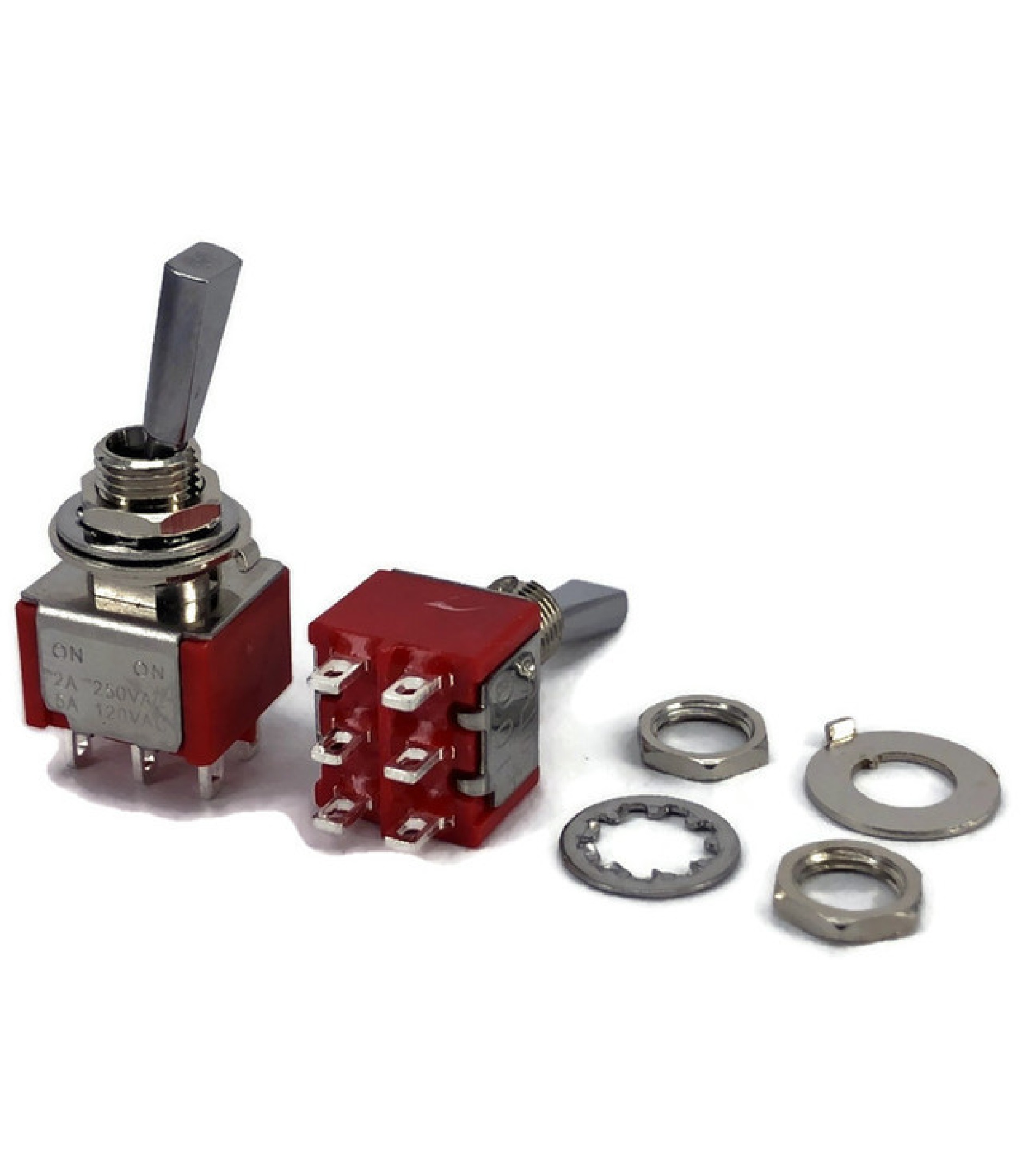 Mini Toggle Switch 1M Series DPDT On-On Flat Lever