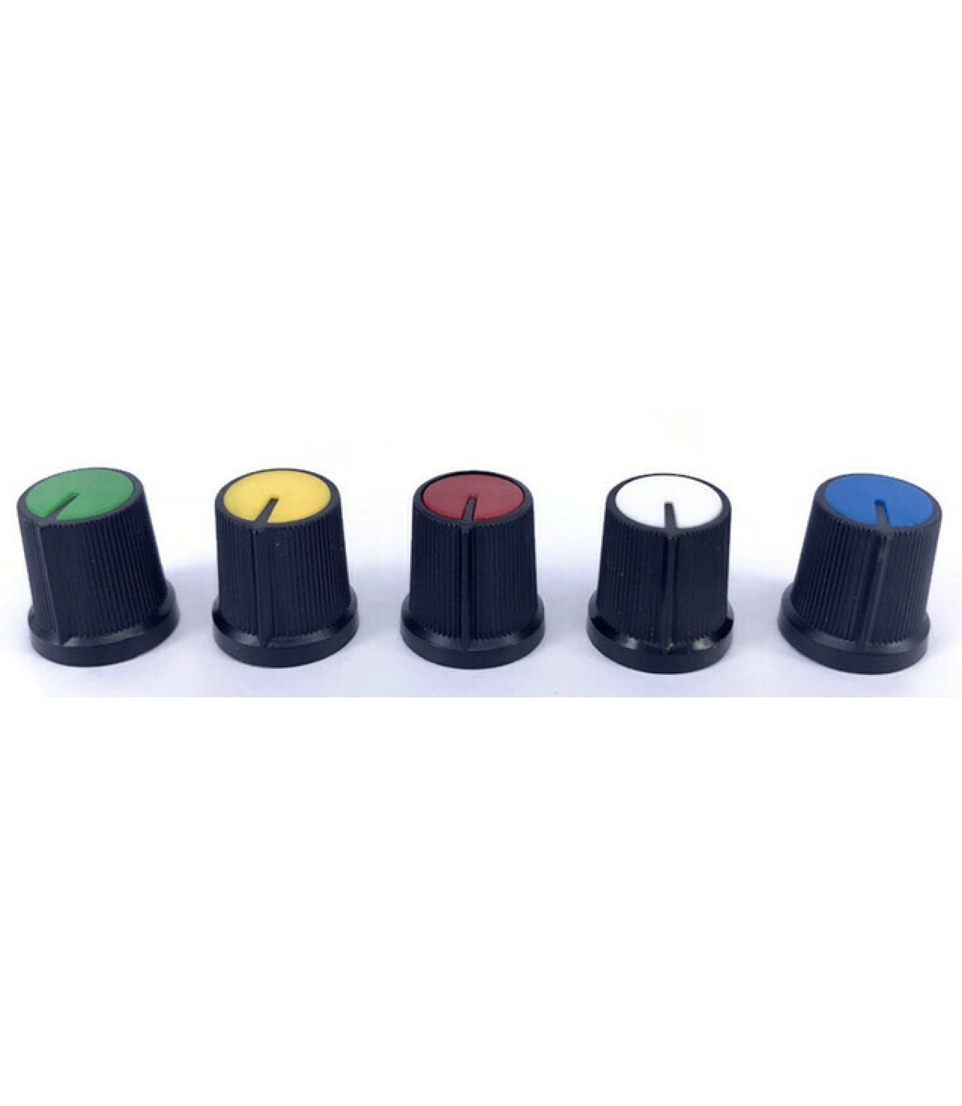 Black Knob Green Top 15x15mm Shaft Diameter 6.00mm Split Shaft