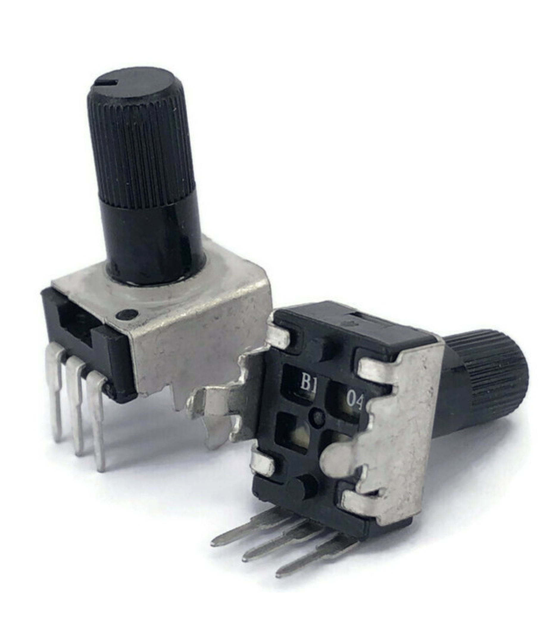 A-5530-1.jpg 100Electronics 100K OHM Linear Taper Potentiometer Round Knurled Plastic Shaft PCB 9mm
