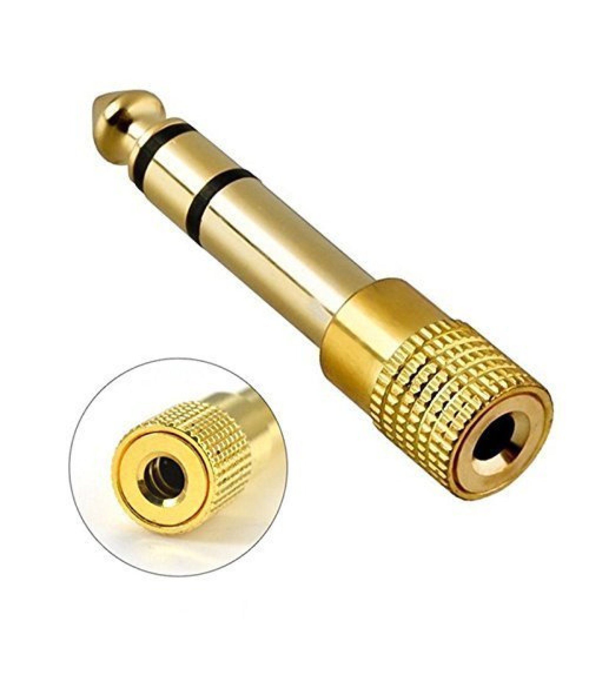 3.5mm Female to 6.35mm 1/4" Male Stereo Audio Jack Adaptor Gold Plated Total Length 44mm
