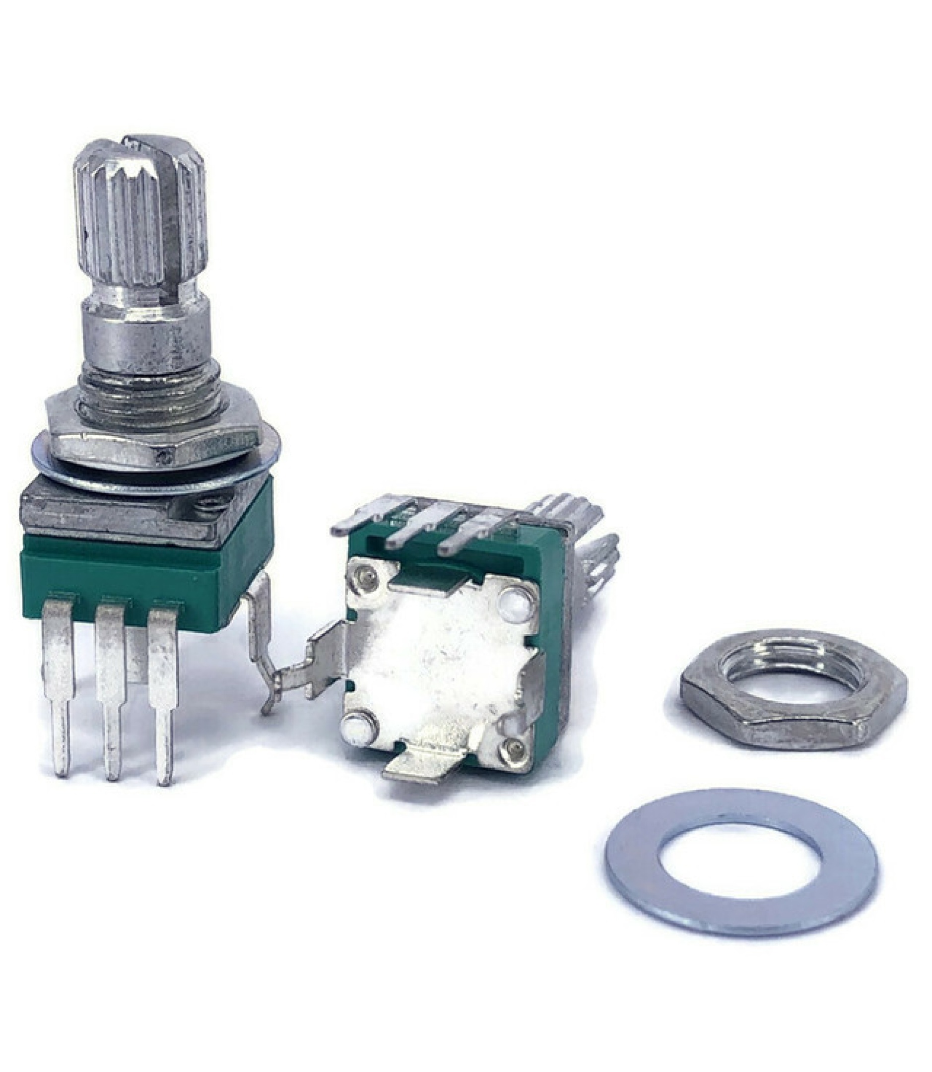 100Electronics 100K OHM Logarithmic Taper Potentiometer Spline Shaft PCB Mount 9mm