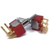 Non-Threaded Mini Toggle Switch DPDT On-Off-On Gold Right Angle PCB Pins 1M Series