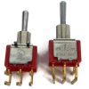 Non-Threaded Mini Toggle Switch DPDT On-Off-On Gold Right Angle PCB Pins 1M Series