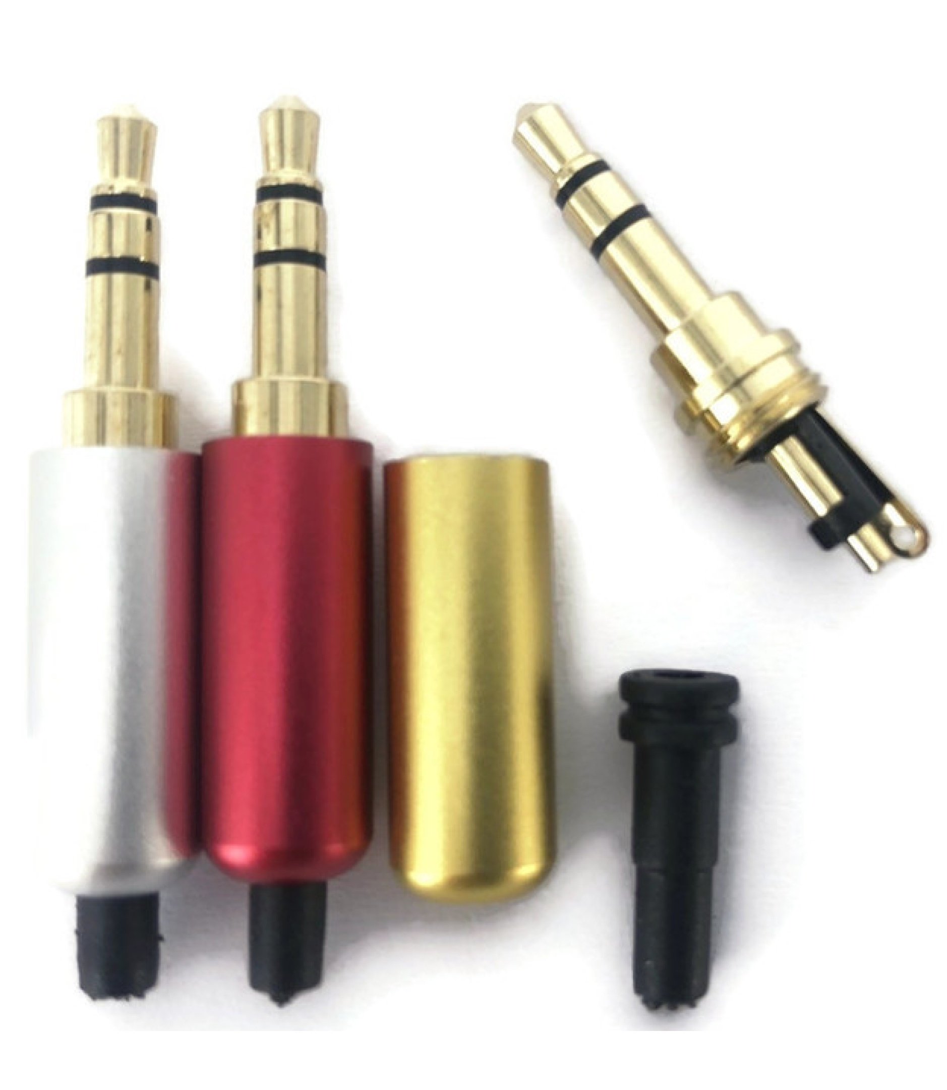3.5mm 3 Poles Stereo Aluminum Audio Plug Red color with Tail