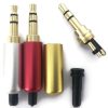3.5mm 3 Poles Stereo Aluminum Audio Plug Gold color with Tail