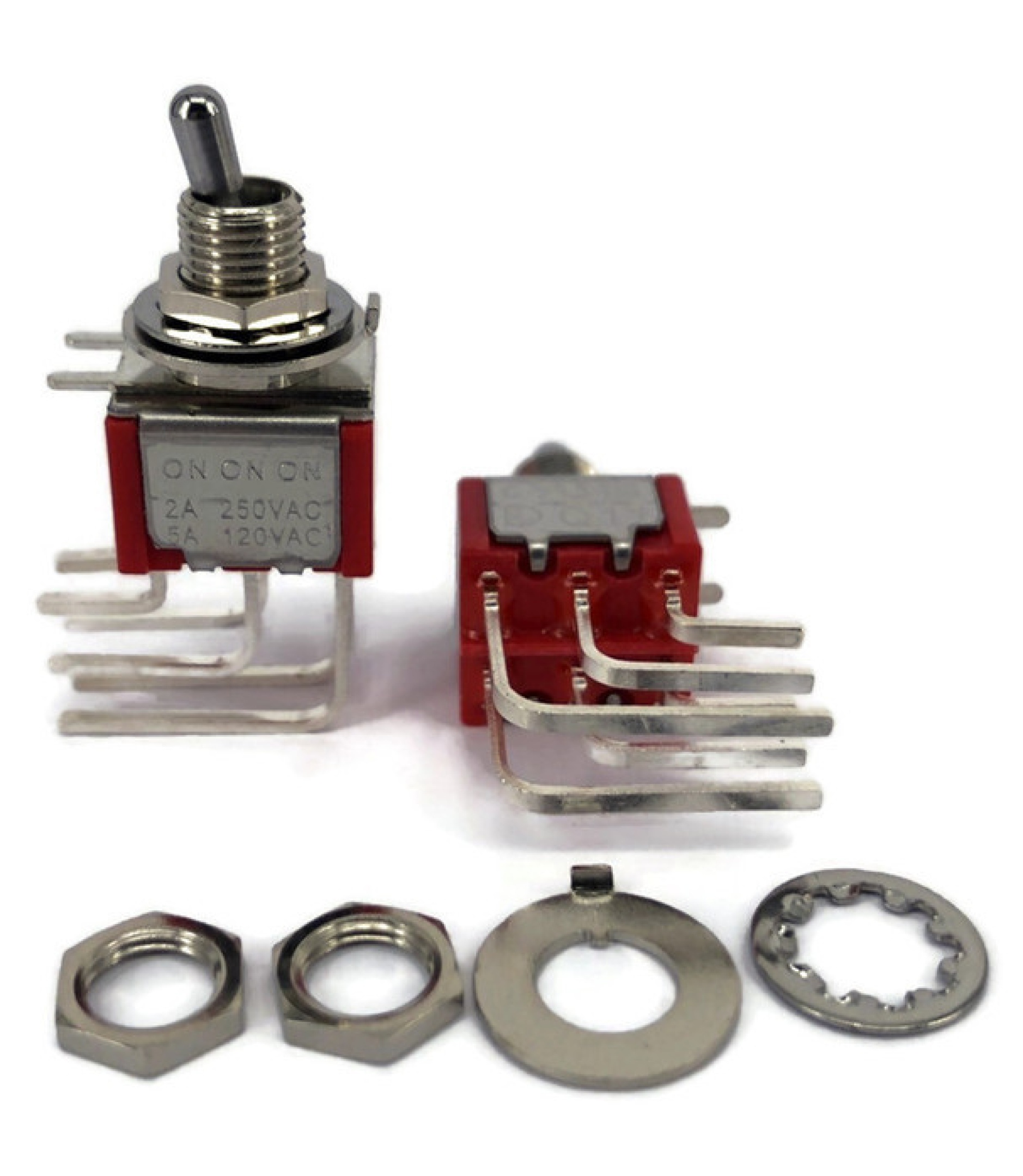 Mini Toggle Switch 1M Series DPDT On-On-On Short Handle Vertical right angle