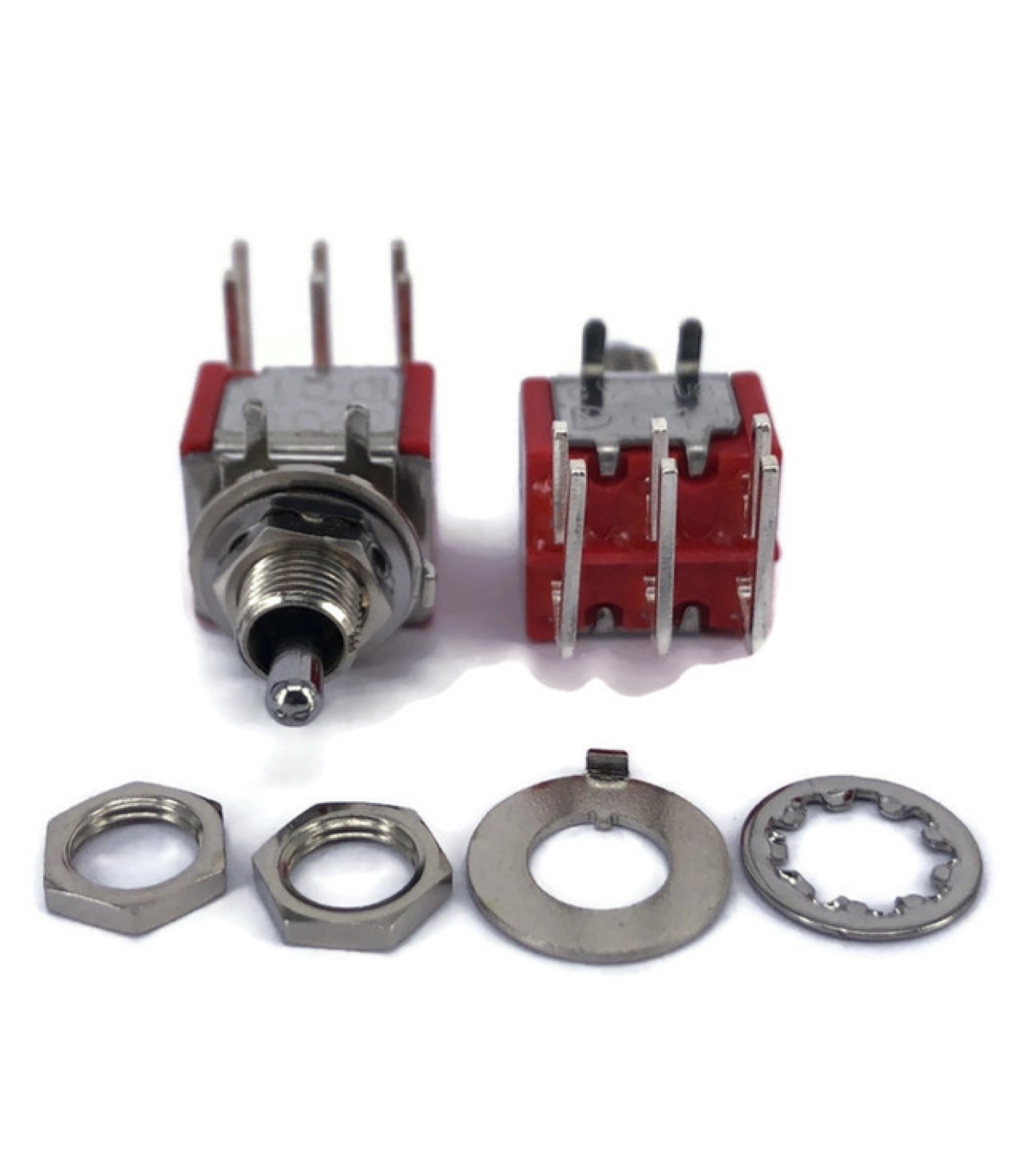 Mini Toggle Switch 1M Series DPDT On-On-On Short Handle right angle