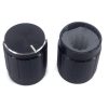 Knurled Aluminum Black Knob with Silver circle 13x17mm Shaft Diameter 6x18T