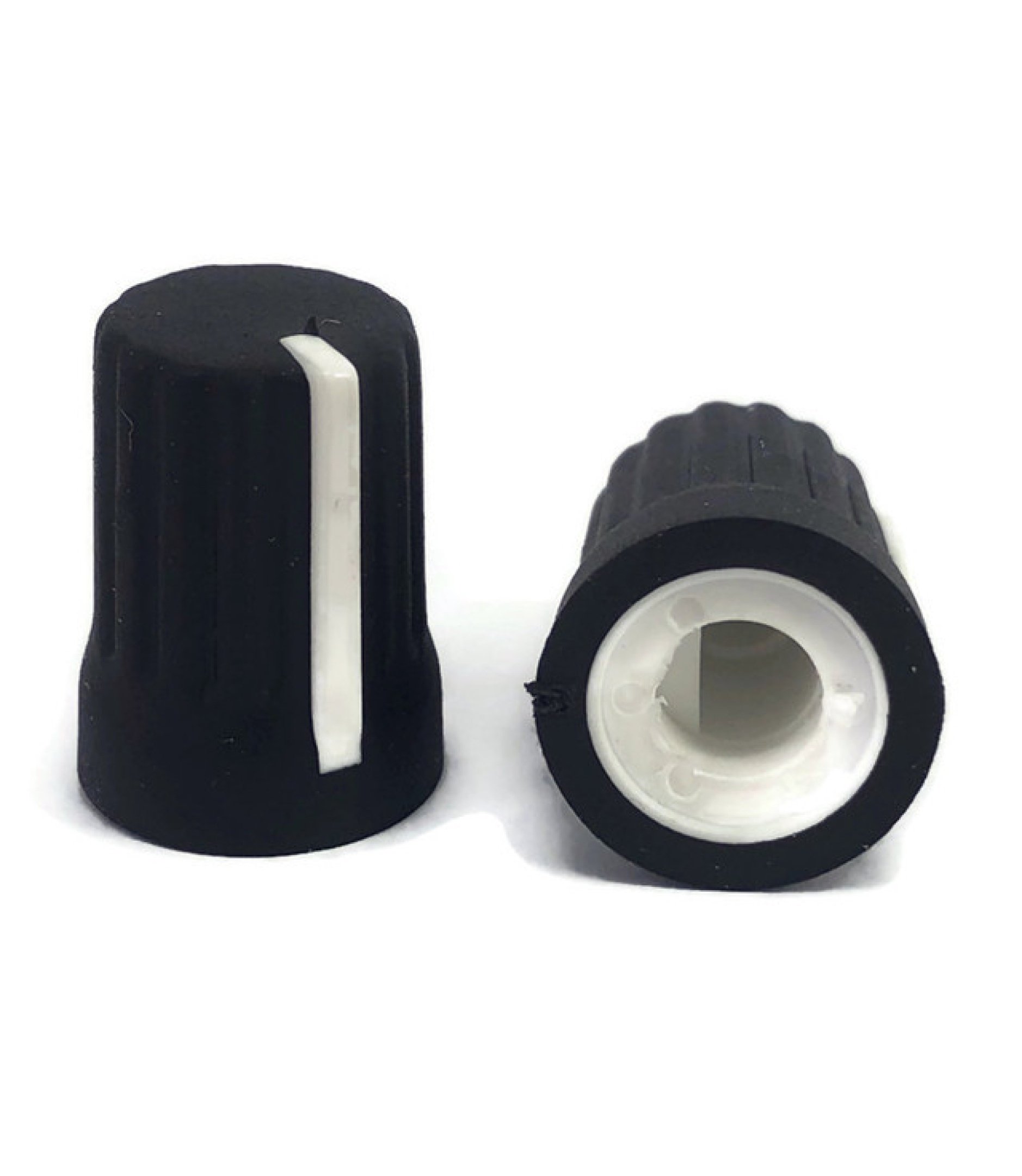 Black Rubber Knob 15x20mm D Shaft 6x4.5mm