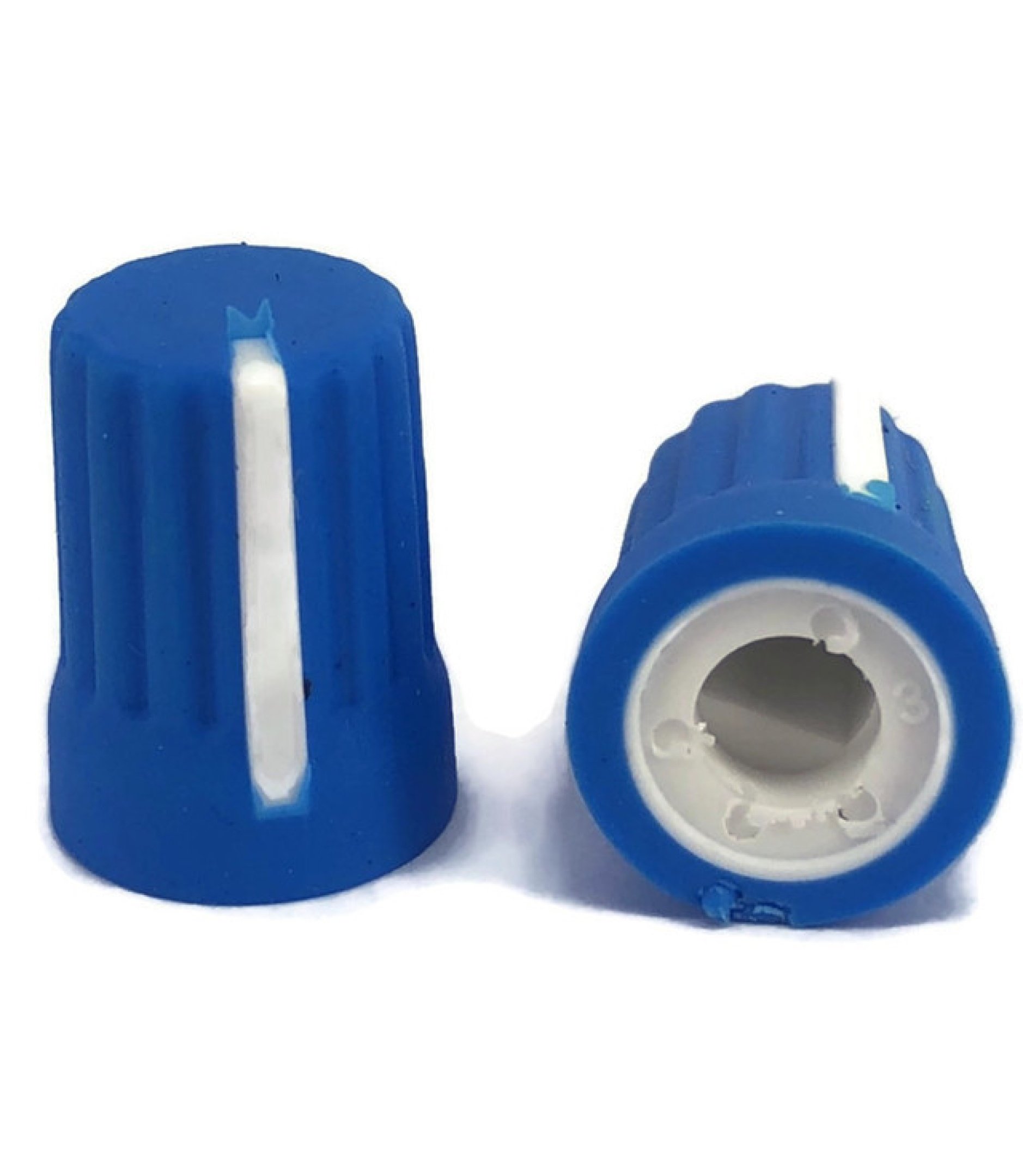 Blue Rubber Knob 15x20mm D Shaft 6x4.5mm