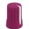 Pink Rubber Knob 15x20mm D Shaft 6x4.5mm