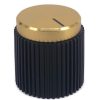 Rippel Black knob Gold Top 18x19mm Shaft Hole: 6.35mm