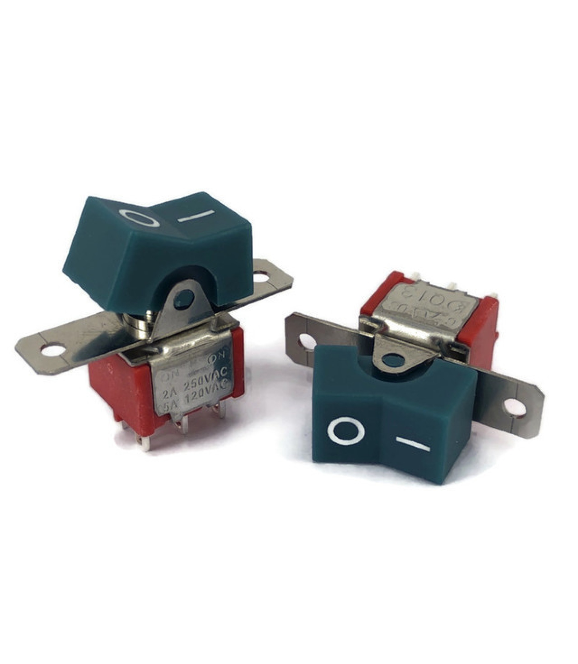Mini Rocker Switch ON-OFF-ON DPDT Green Actuator with Marking