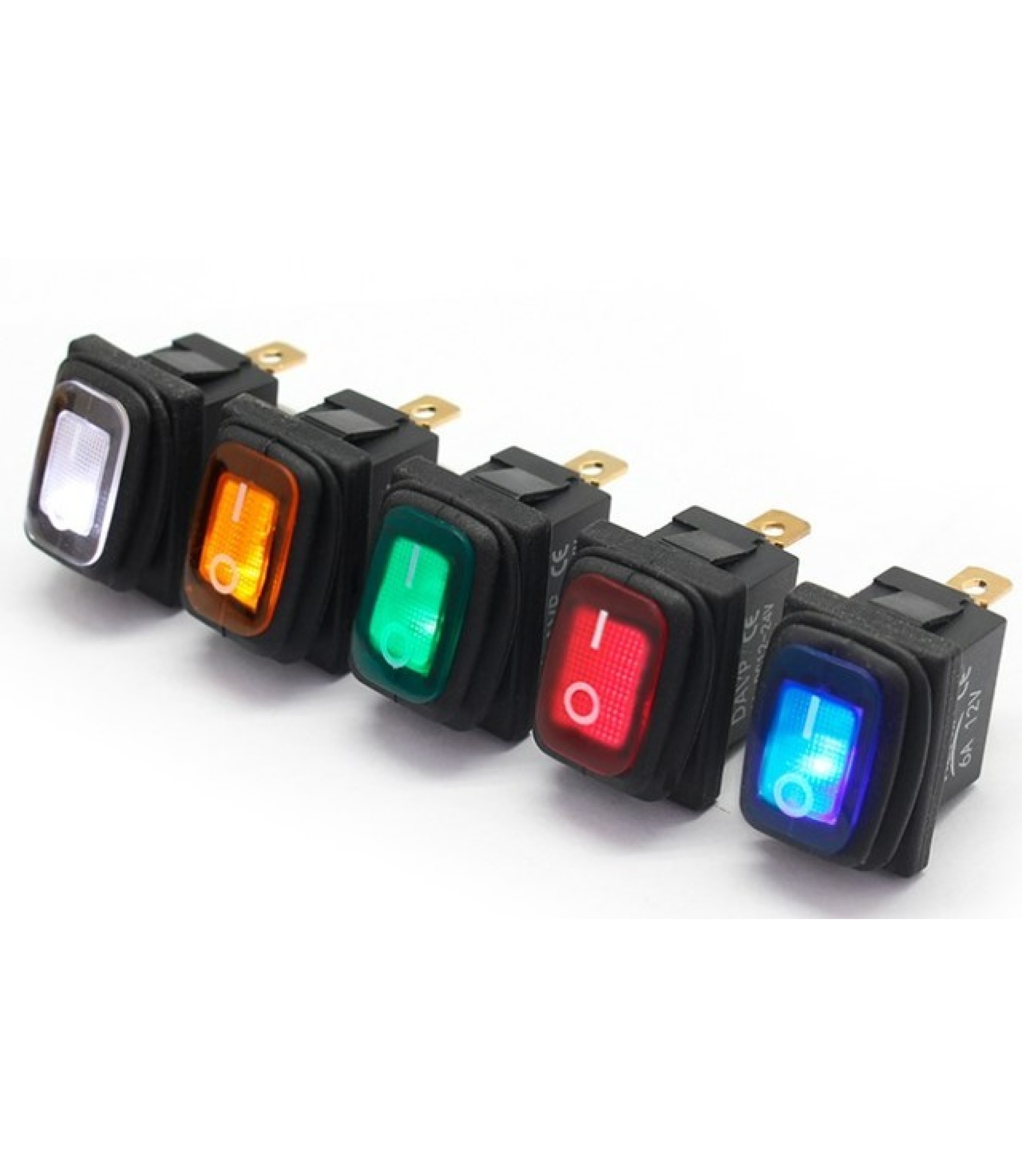 Waterproof Rocker Switch Green ON/OFF SPST Panel Mount LAMP 12V
