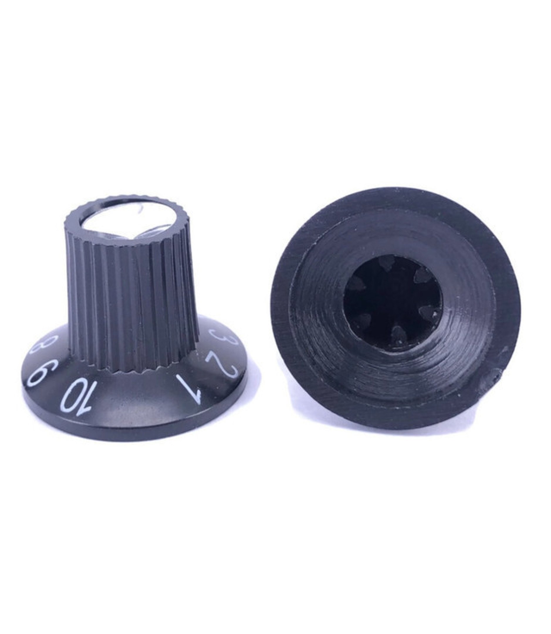 Black Knob Silver top with White Numbering 1 to 10 23x18mm Shaft 6x18T