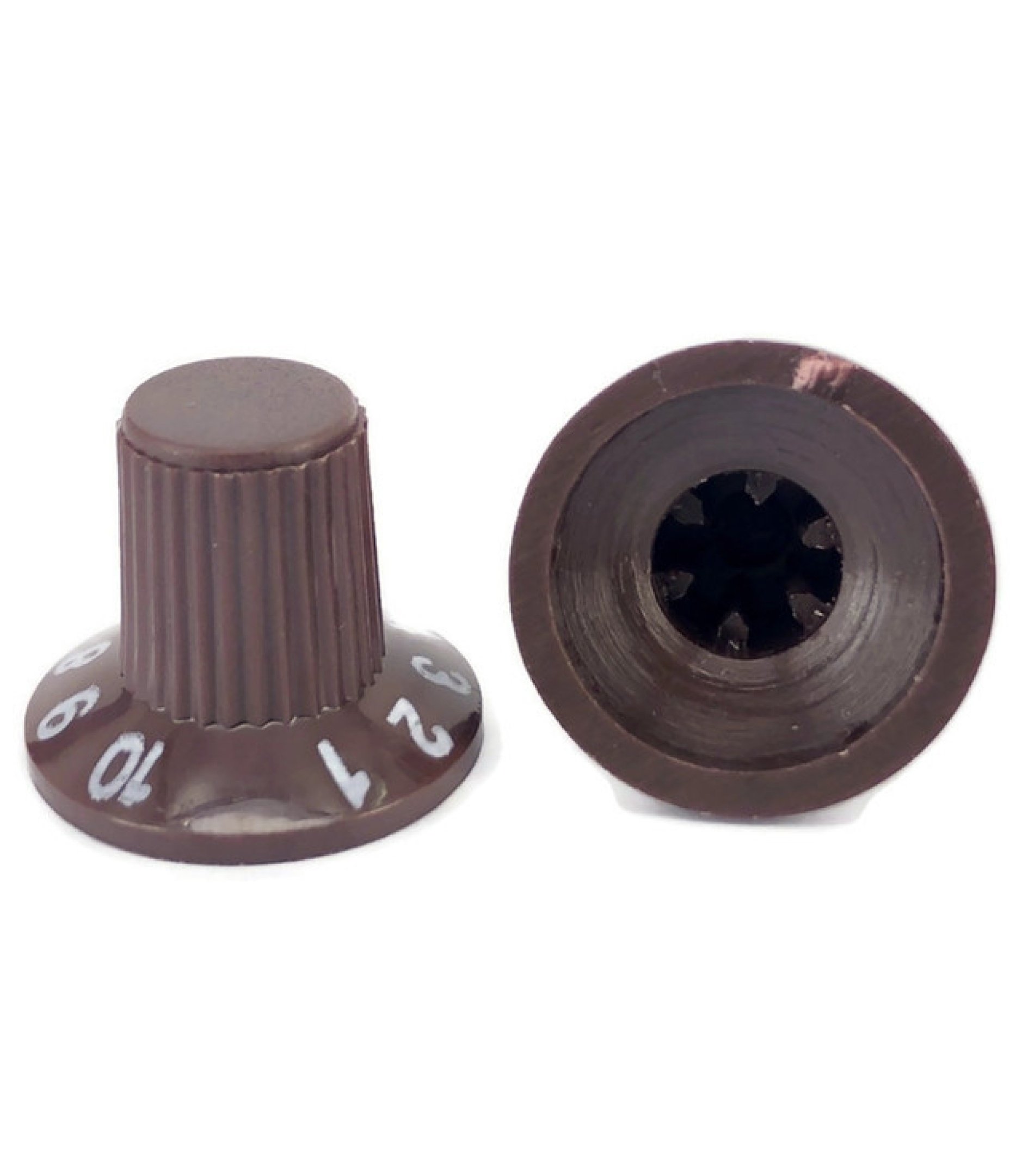 Brown Knob with white Numbering 1 to 10 23x18mm Shaft 6x18T