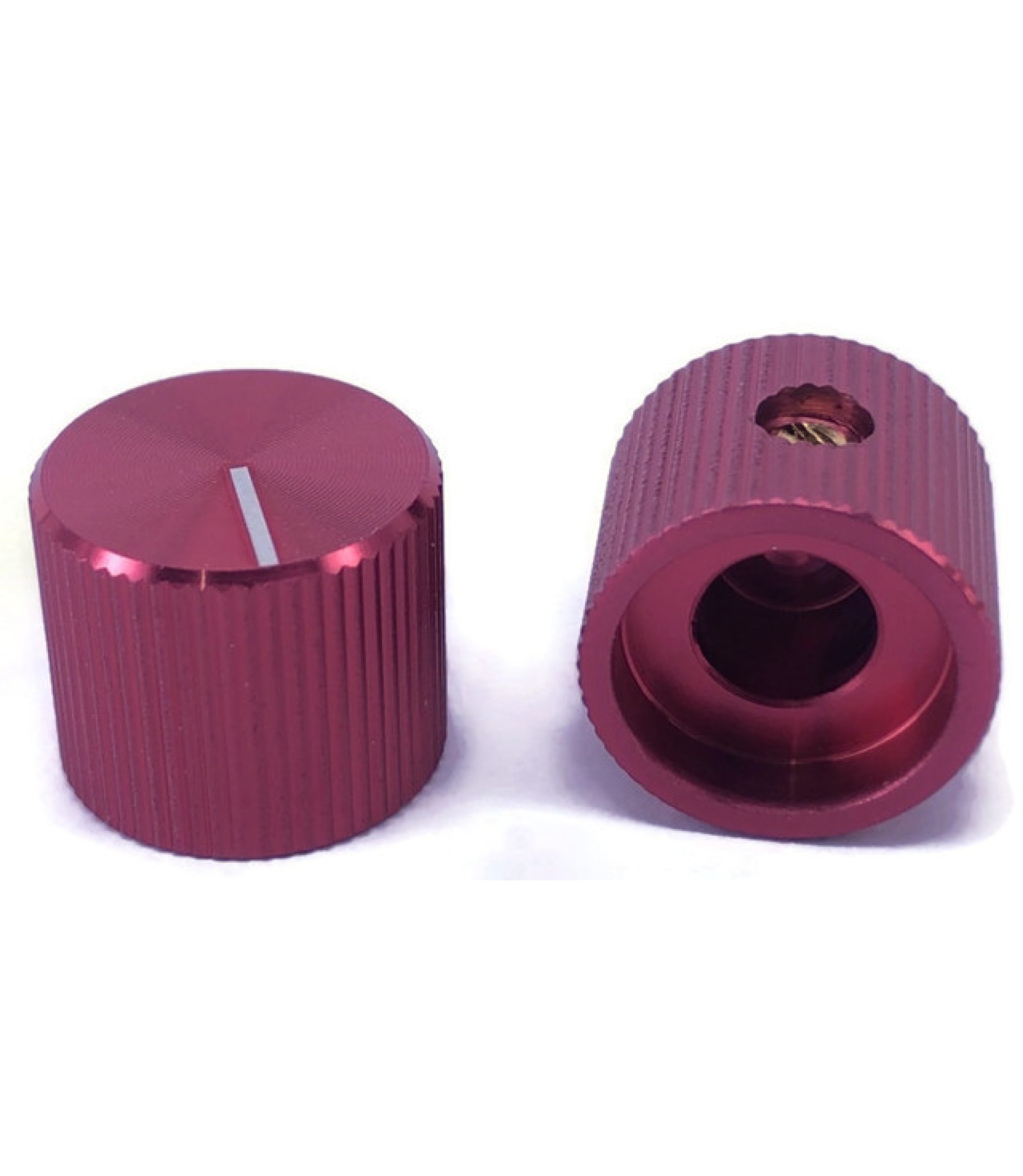 Knurled Aluminum Red Knob 13x15mm