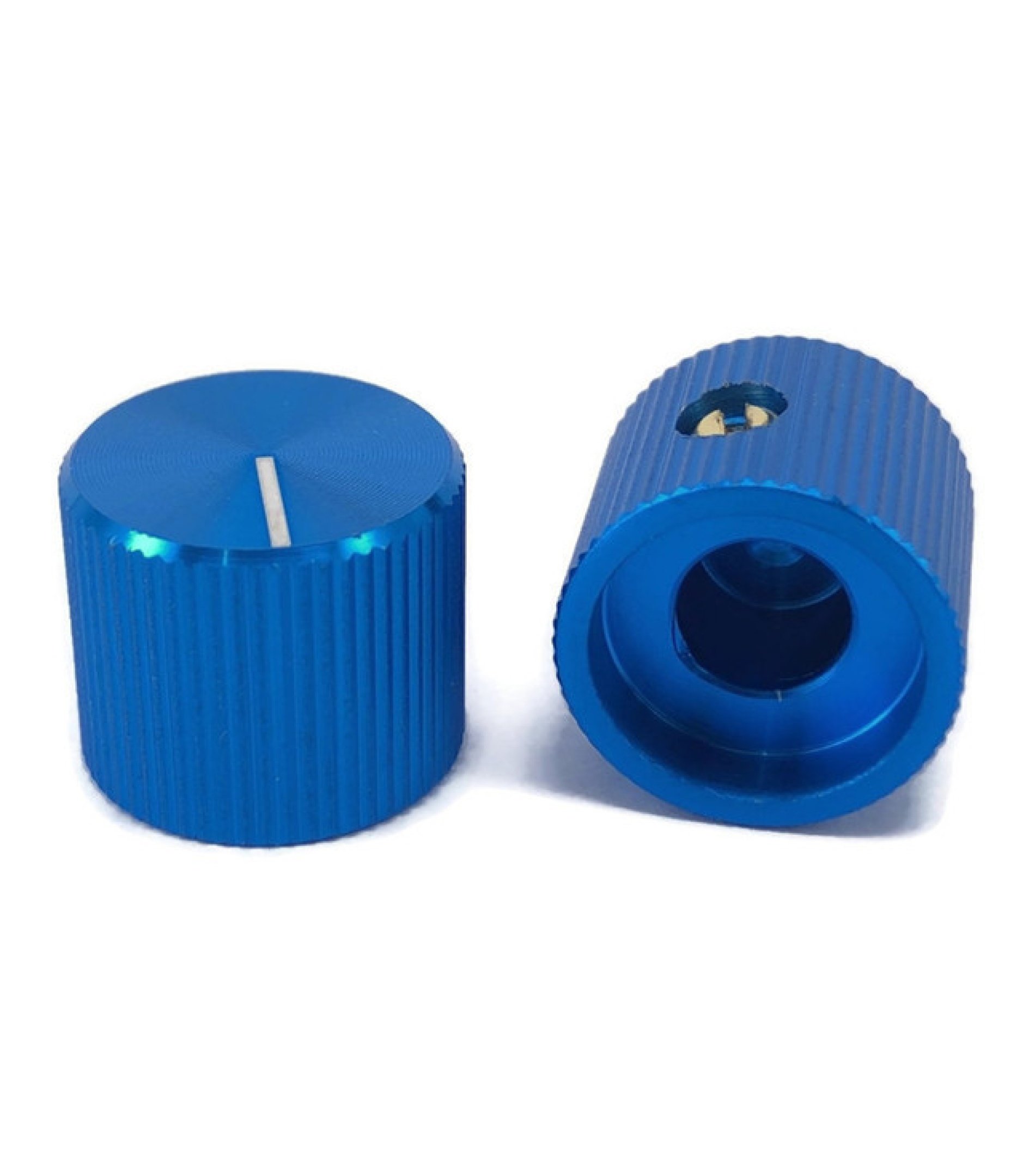 Knurled Aluminum Blue Knob 13x15mm