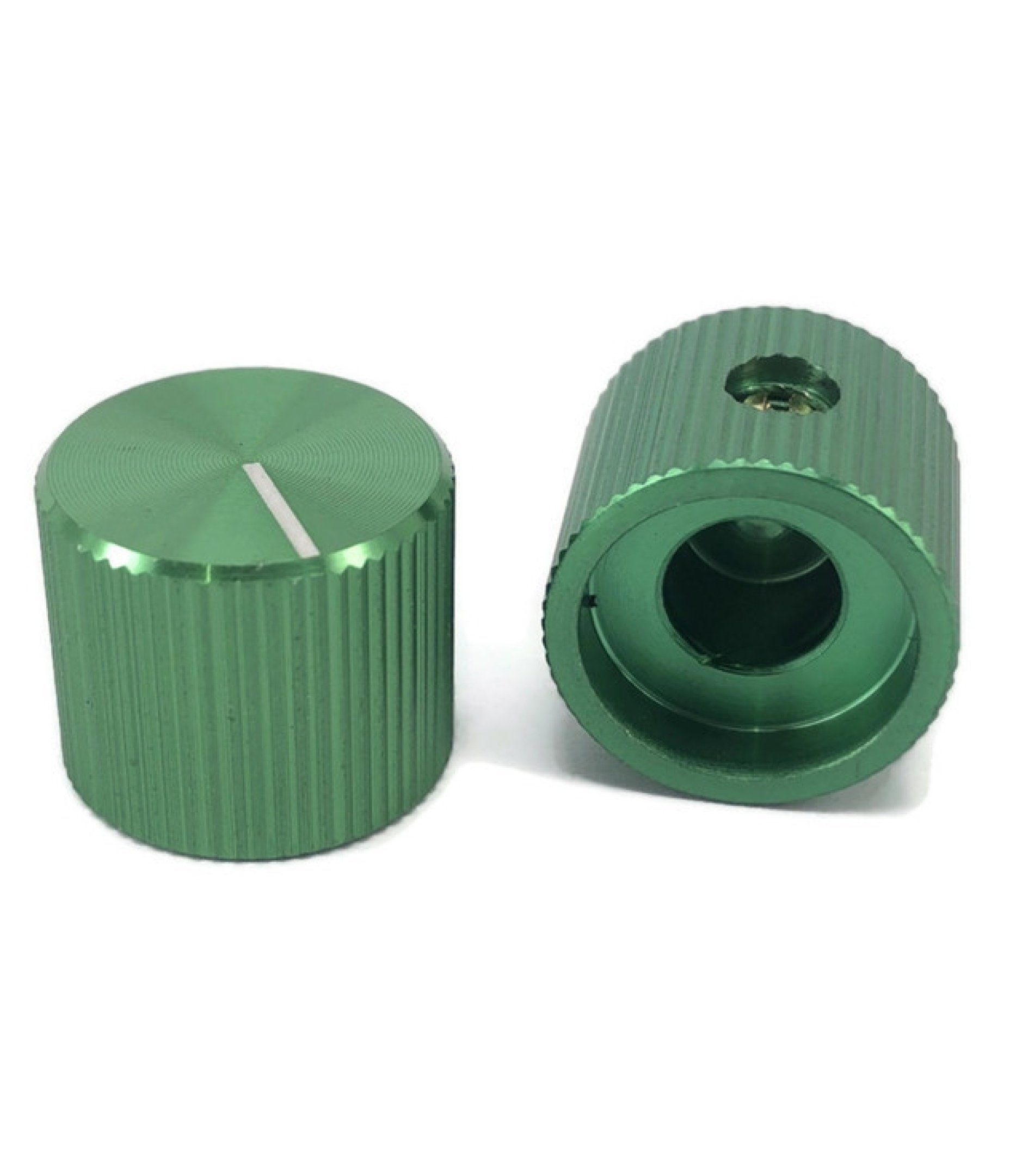 Knurled Aluminum Green Knob 13x15mm