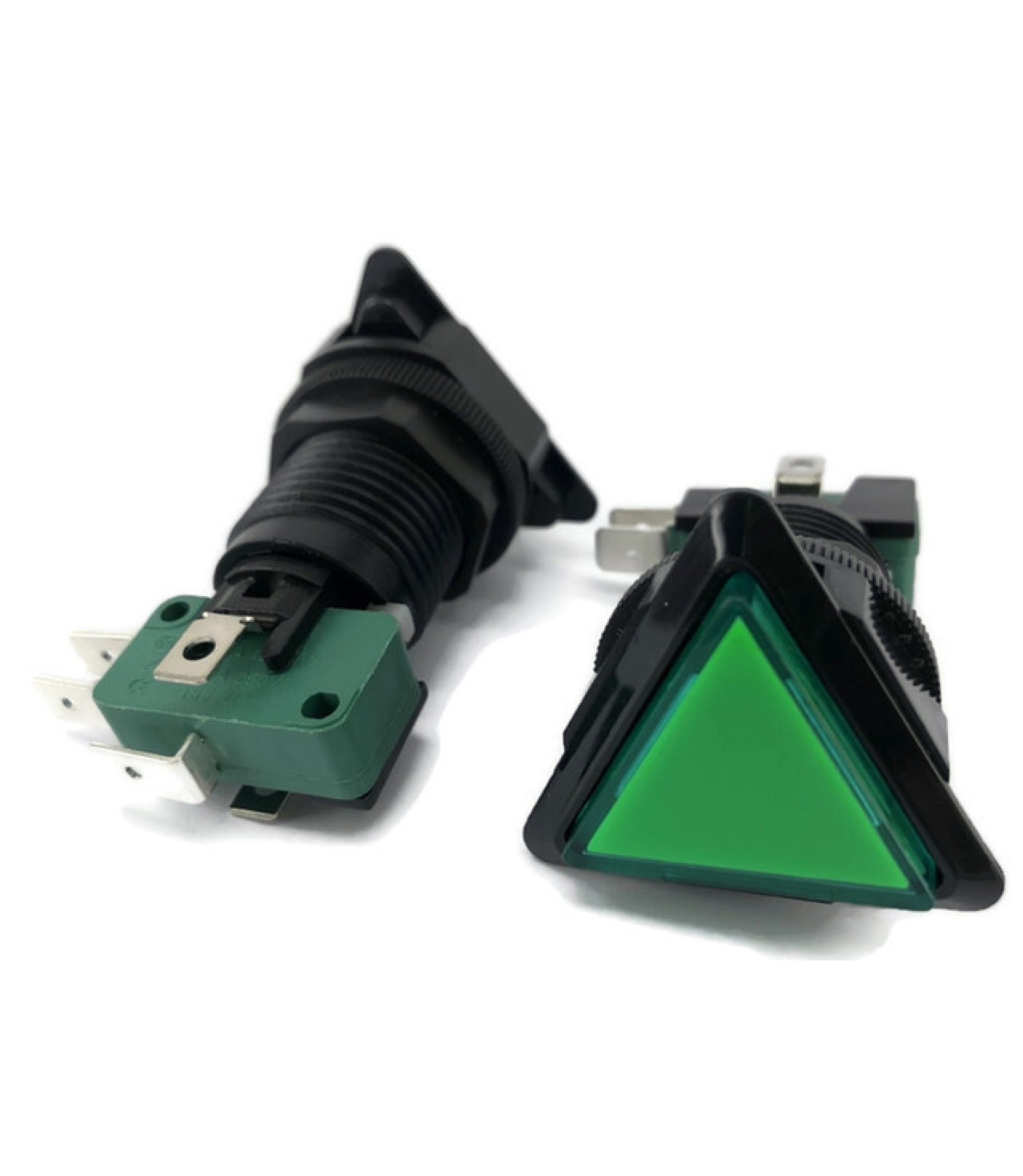 Green Triangle Illuminated Push Button Switch SPDT Momentary 12V