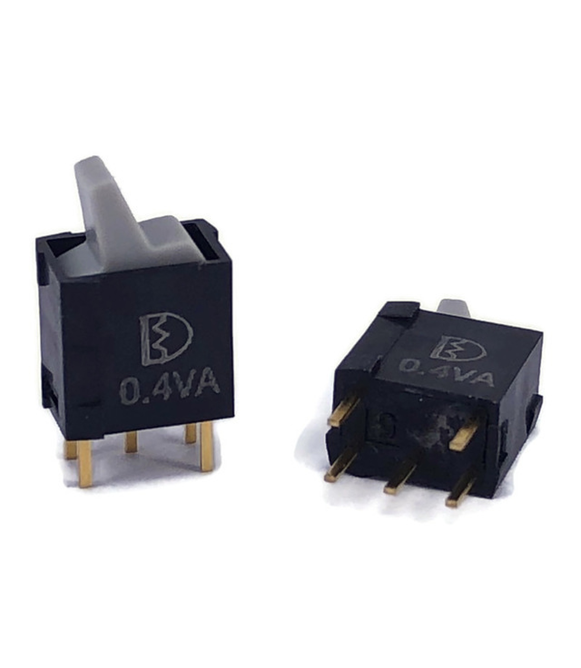 Sub-Mini Rocker Switch 4U Series SPDT ON-ON Gray Lever PCB Pins