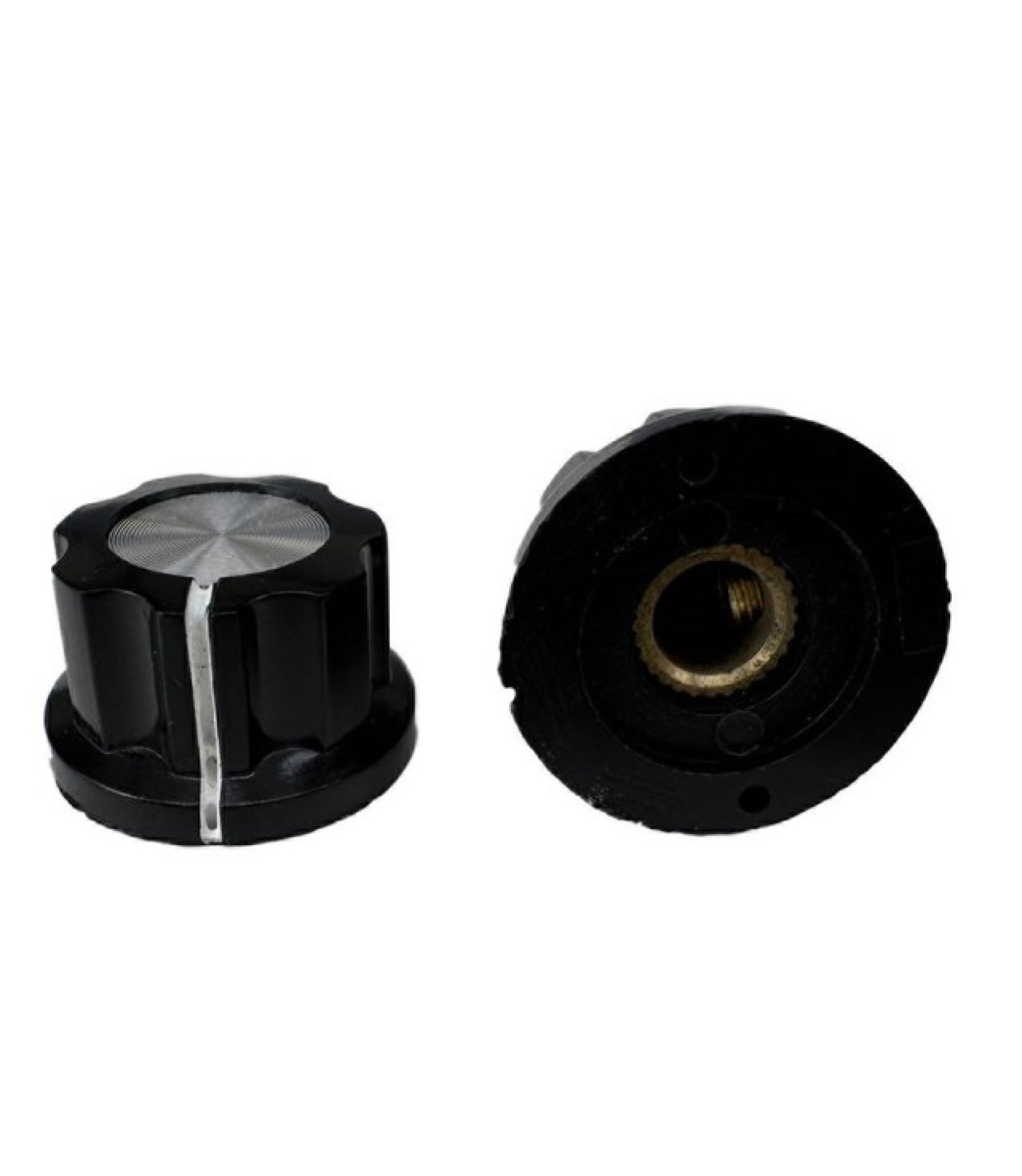 Boss Style Silver Top Black Knob 23mm