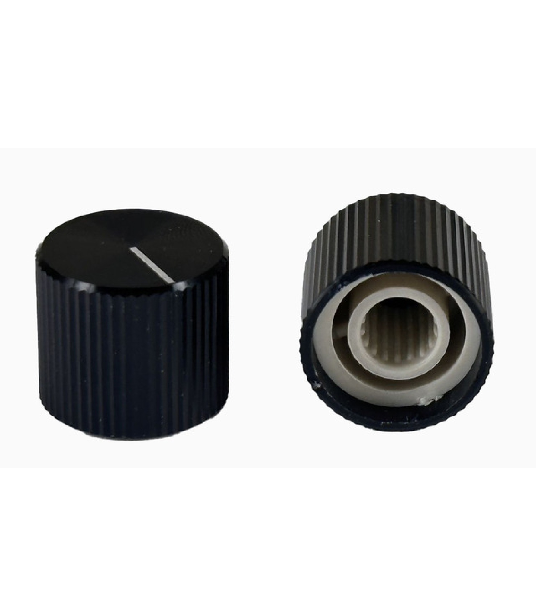 A-7108.jpg Knurled Aluminum Black Knob 13x15mm Shaft 6x18T