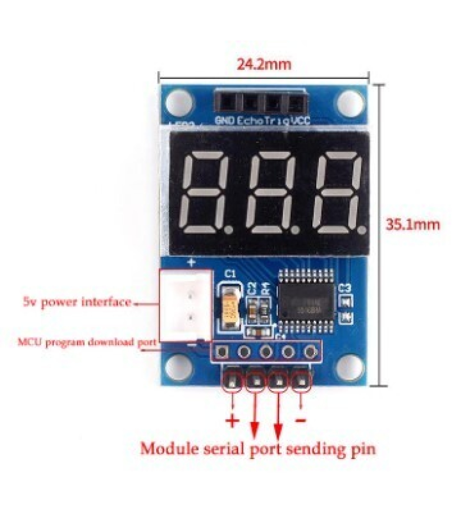 Ultrasonic Distance Measurement HC-SR04 Display Module