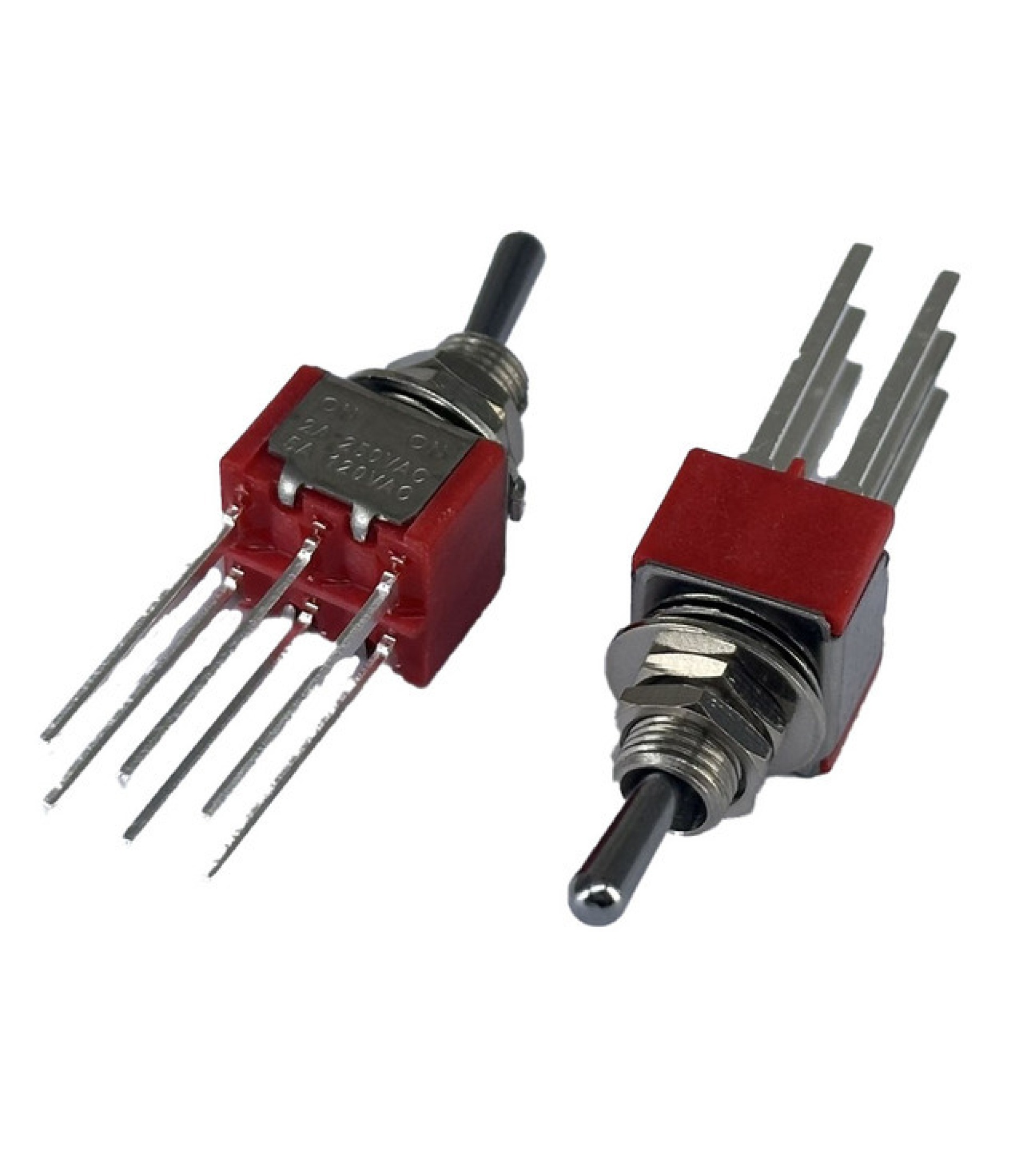 Mini Toggle Switch 1M Series DPDT On-On Long PC Thru-Hole