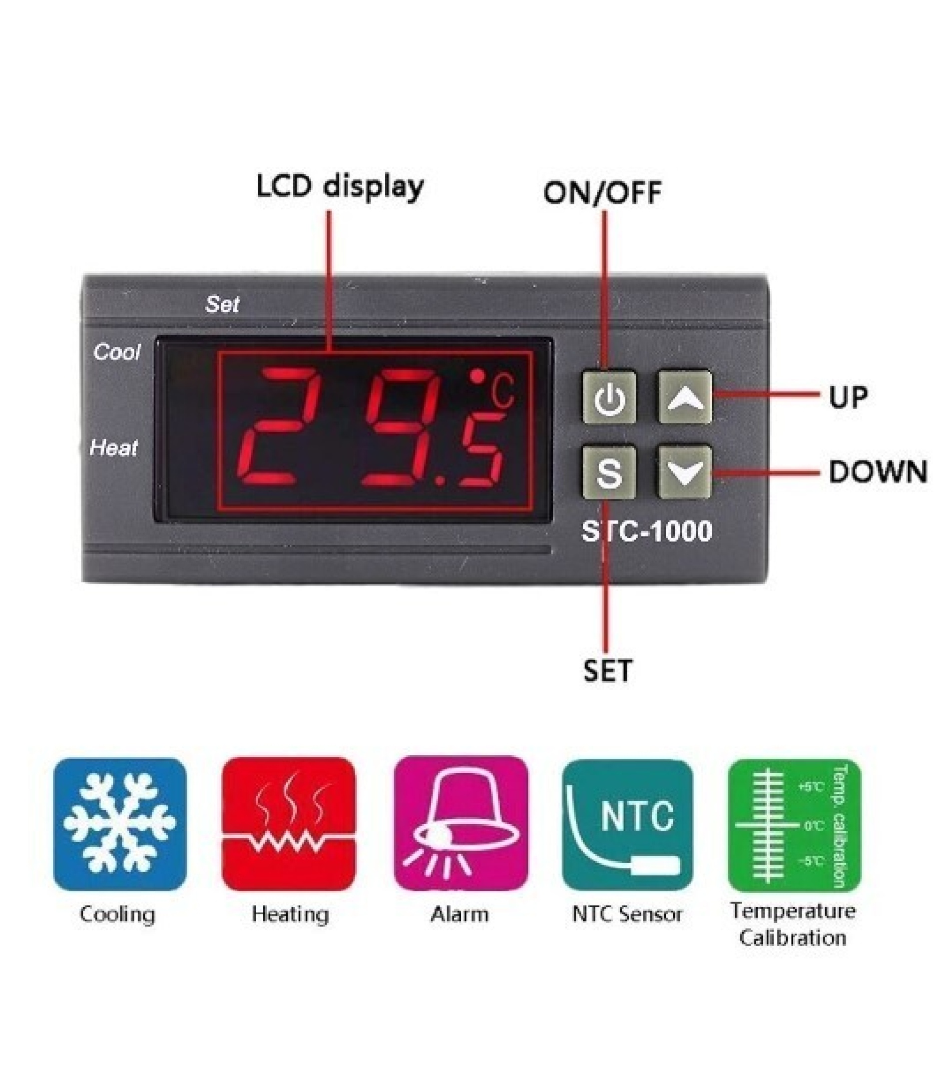 STC-1000 12V Digital Temperature Controller with Probe -50 to 99ᵒC