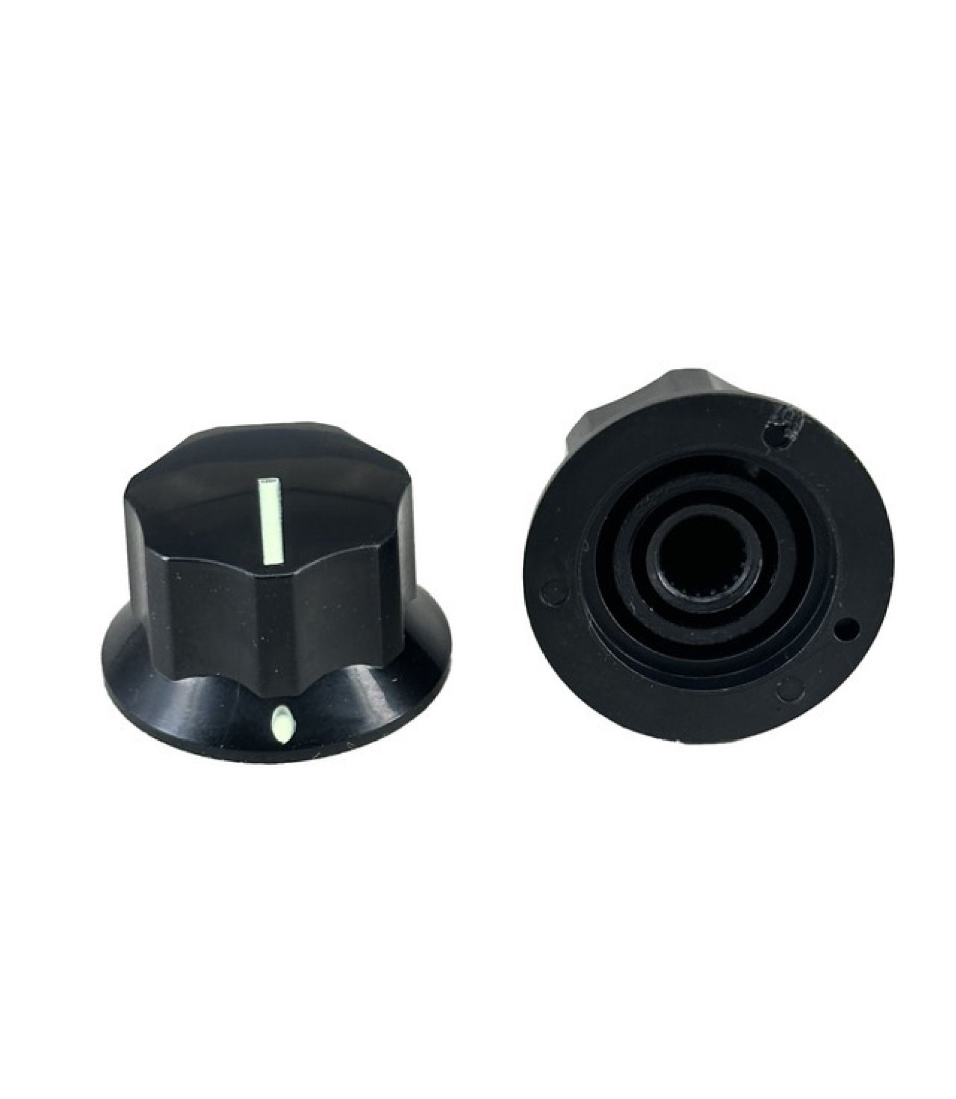 MXR Style Fluted Black Knob 25x15mm Shaft 6x18T with Shiny line