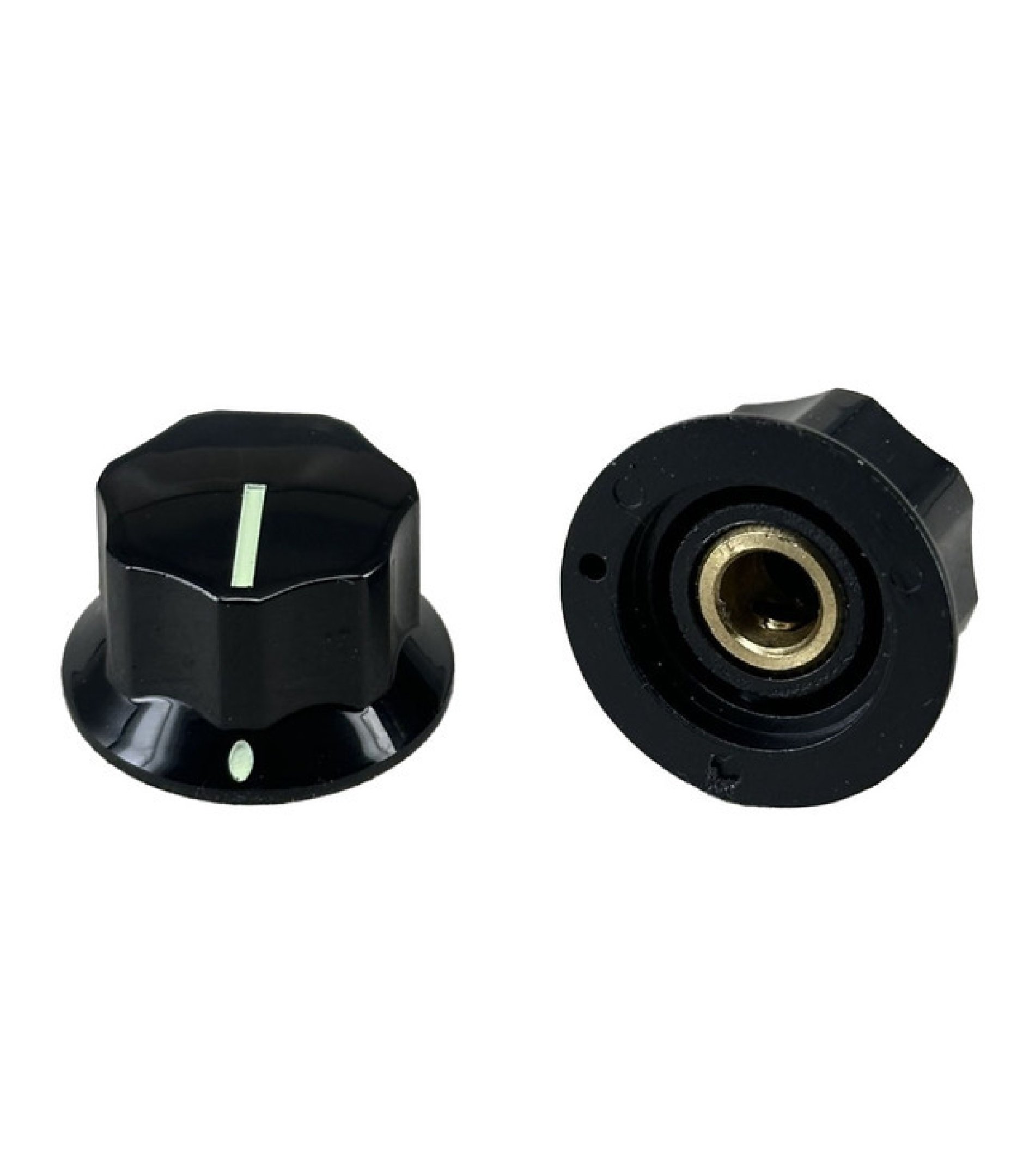 MXR Style Fluted Black Knob 25x15mm Shaft 6.4mm with Shiny line
