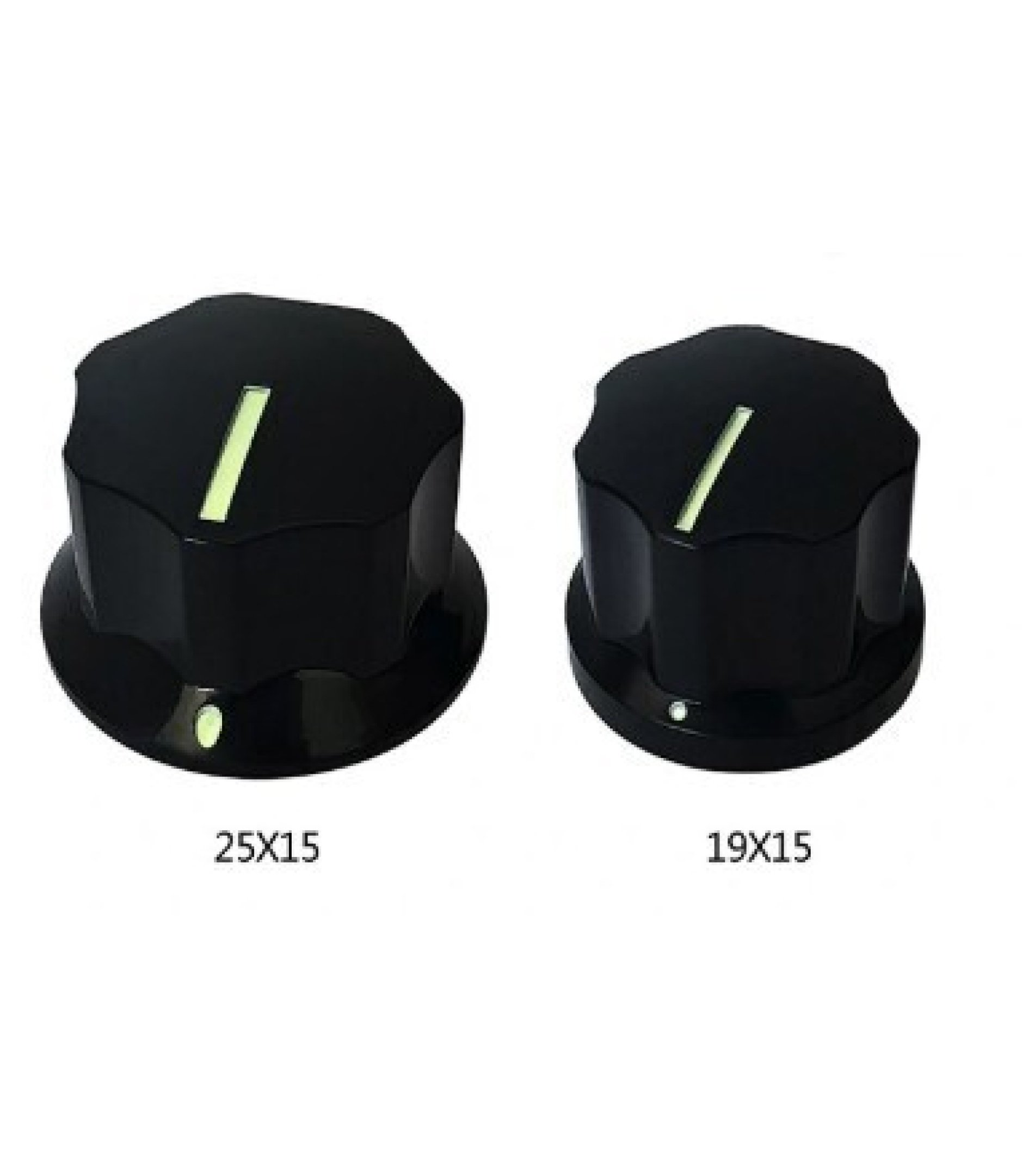 MXR Style Fluted Black Knob 19x15.3mm Shaft 6x18T with Shiny line