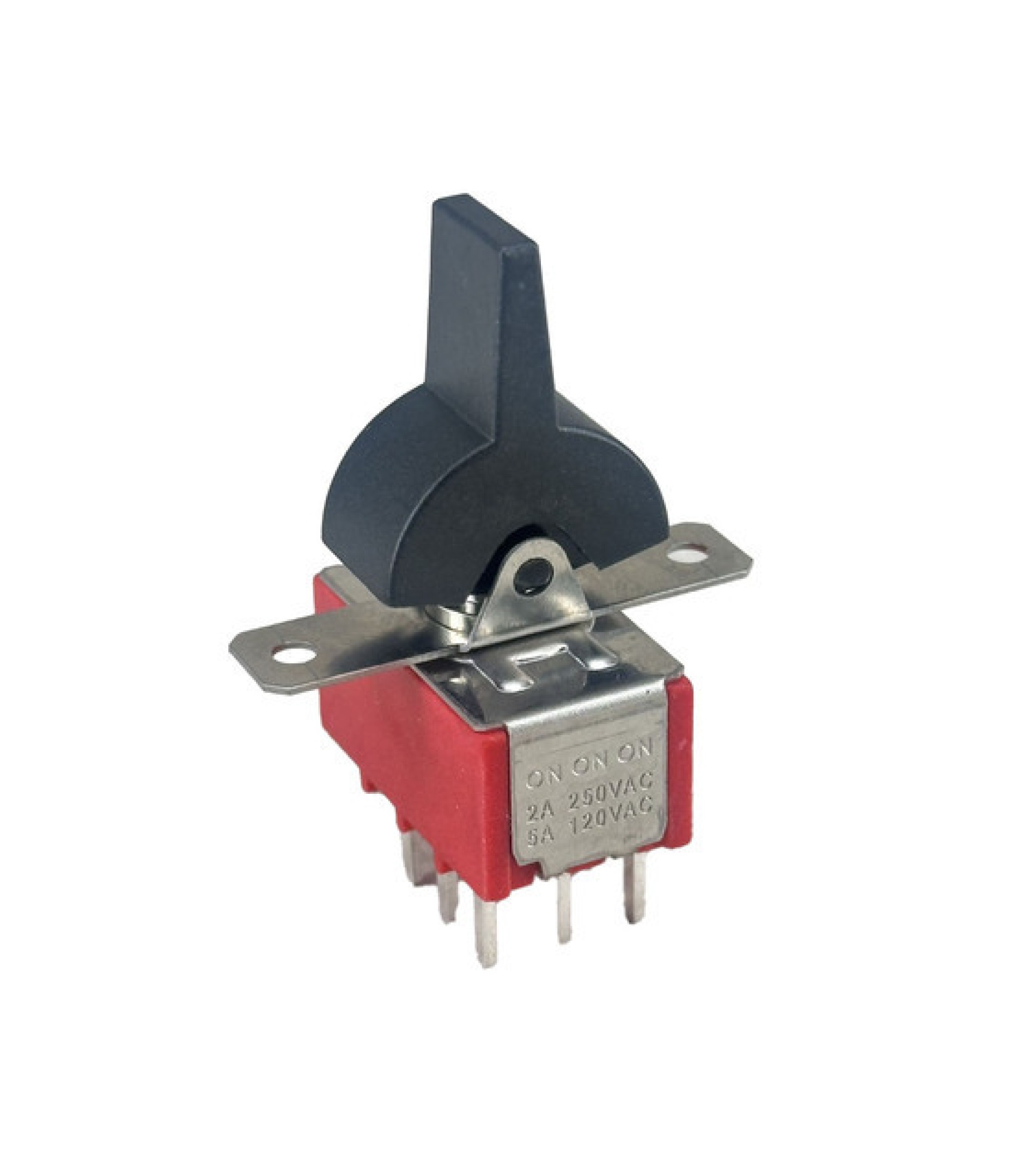 Mini Rocker Switch ON-ON-ON 4PDT Black Lever PCB Pin
