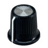 Black body Silver Top Knob 16x15MM Shaft 6.4mm
