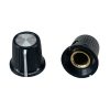 Black body Silver Top Knob 16x15MM Shaft 6.4mm