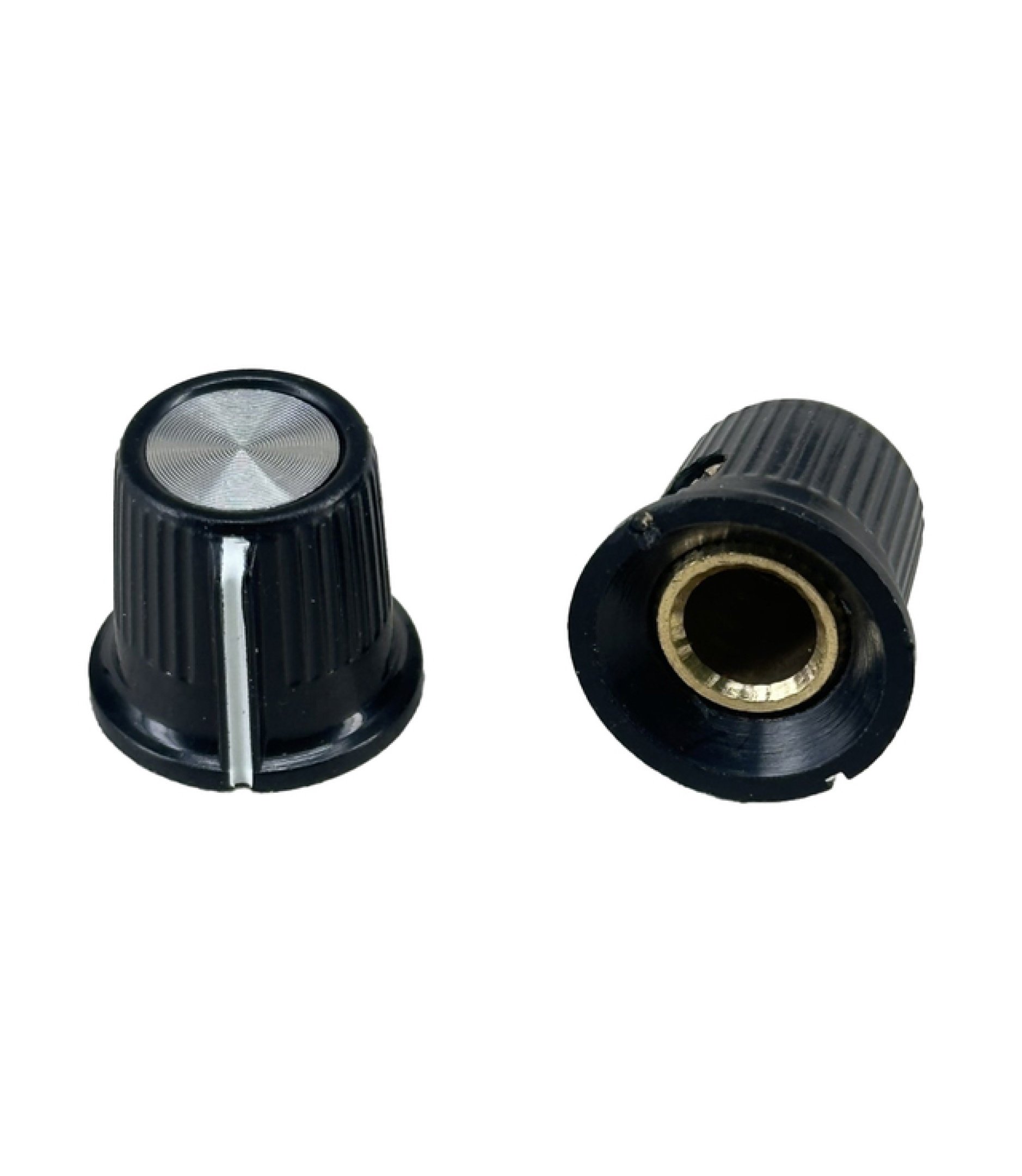 Black body Silver Top Knob 16x15MM Shaft 6.4mm