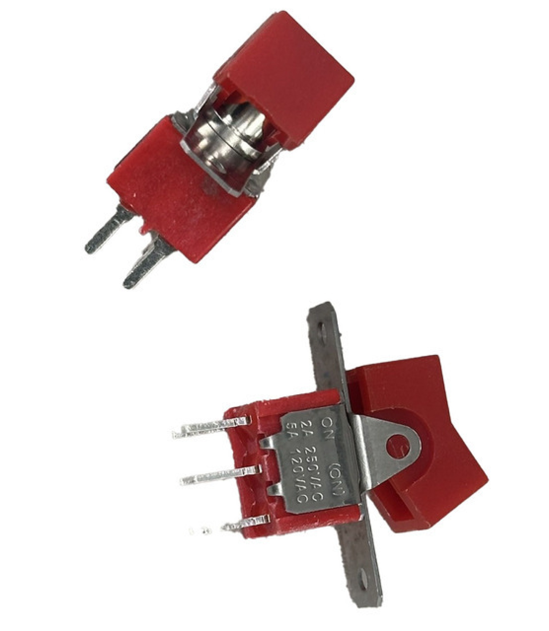 Mini Rocker Switch Momentary ON-(ON) DPDT Red Actuator PCB Pins