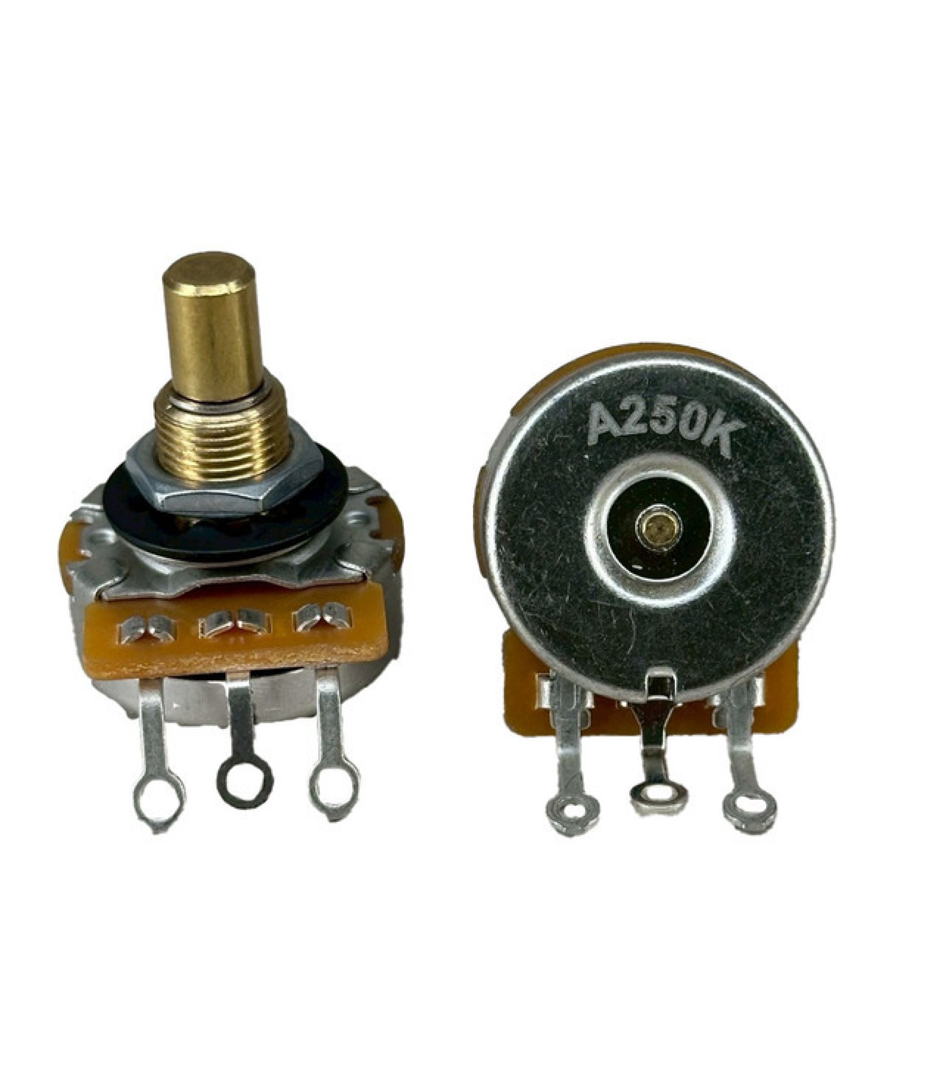 100Electronics 250K OHM LOGARITHMIC Taper Potentiometer Solder Lugs Round Shaft Dia: 6.35mm