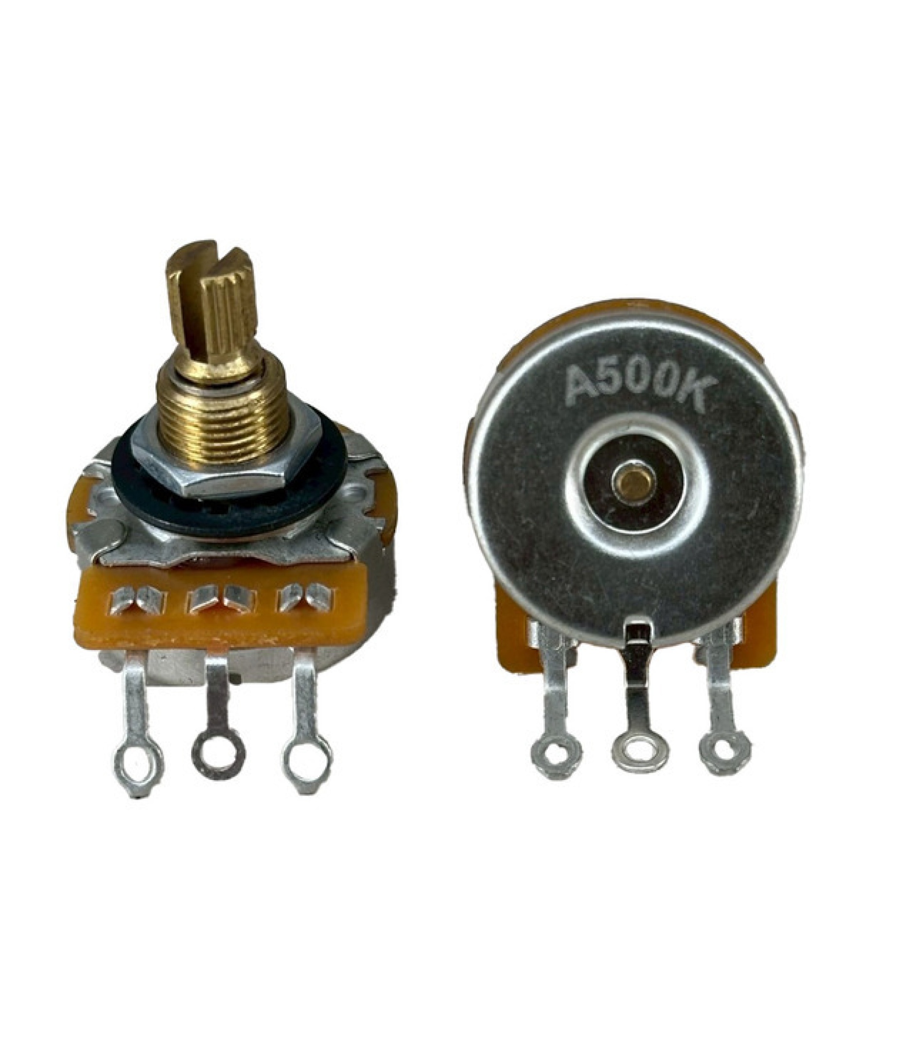 100Electronics 500K OHM LOGARITHMIC Taper Potentiometer Solder Lugs Knurled Spline Shaft Dia: 6mm
