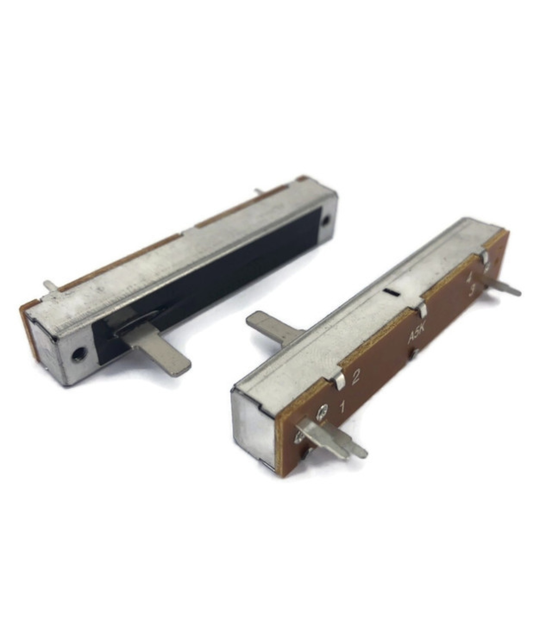 S__54960139.jpg 5K OHM Logarithmic Taper Slide Potentiometer PCB Mount Metal Shaft Lever Height: 15mm