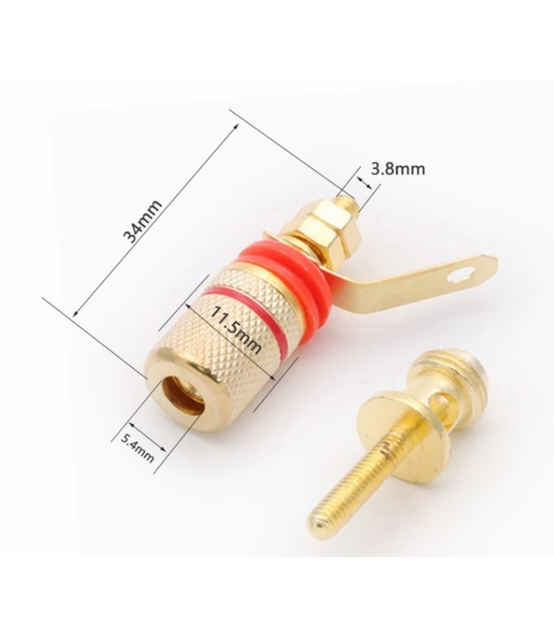 Red Speaker Terminal Binding Post Gold Plated