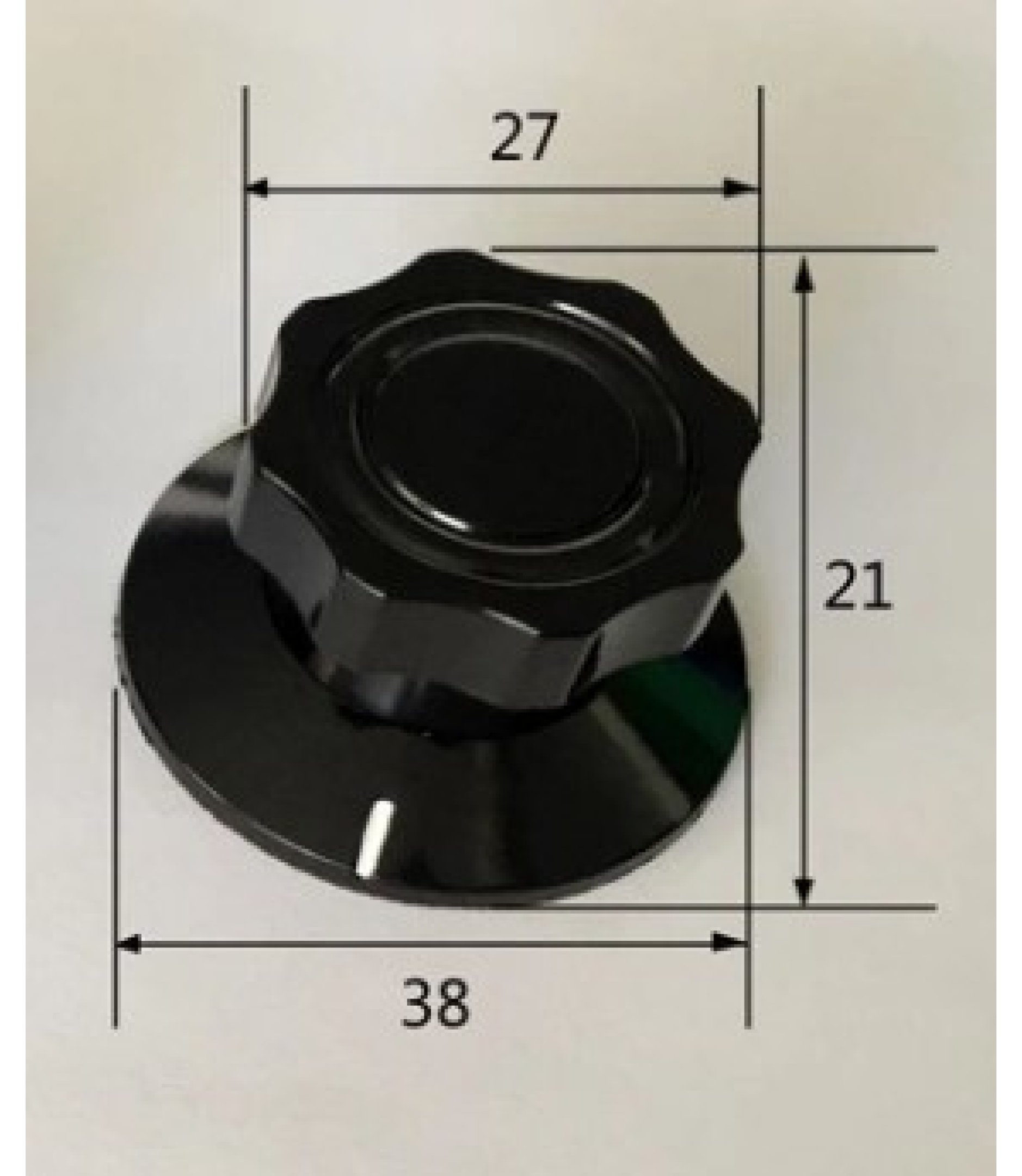 Black Knob 38x21mm Shaft 1/4 Zoll