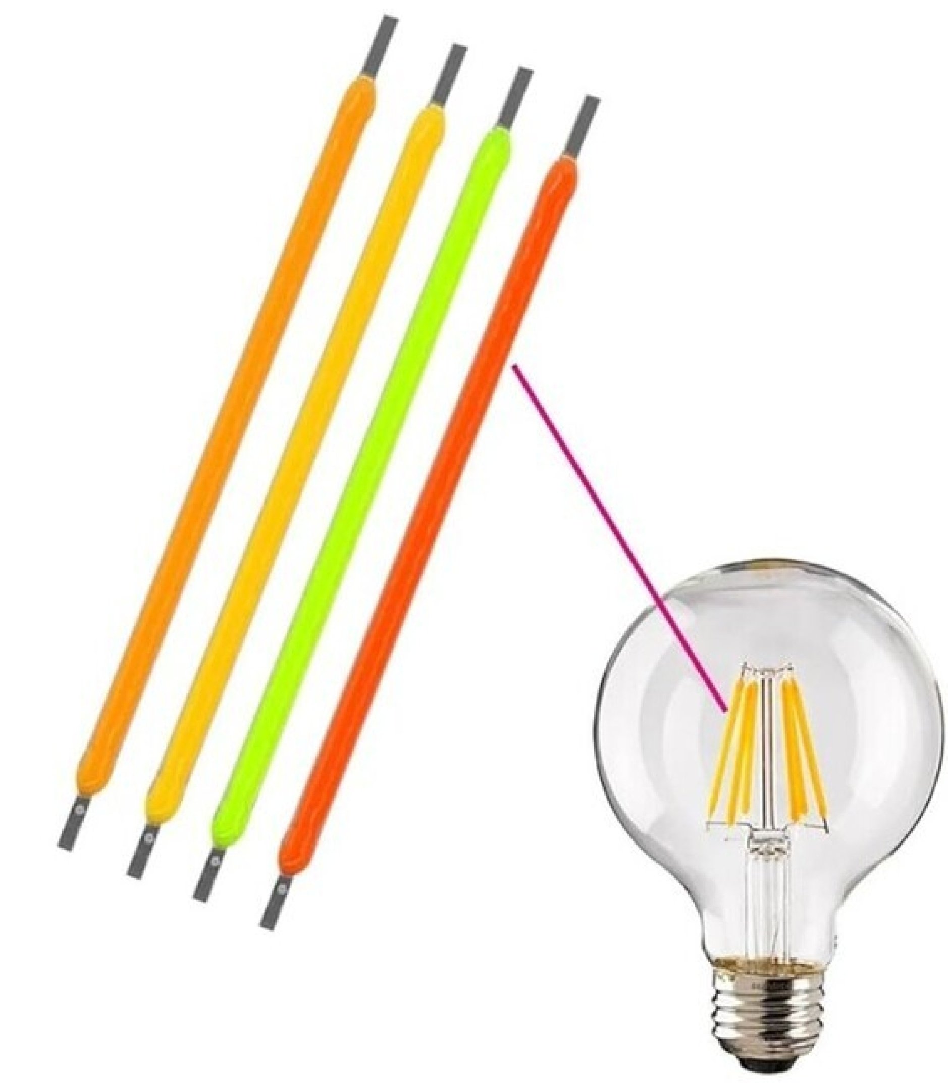 1 PCS Red 3V 38mm LED Filament Multicolor COB EDISON Bulb
