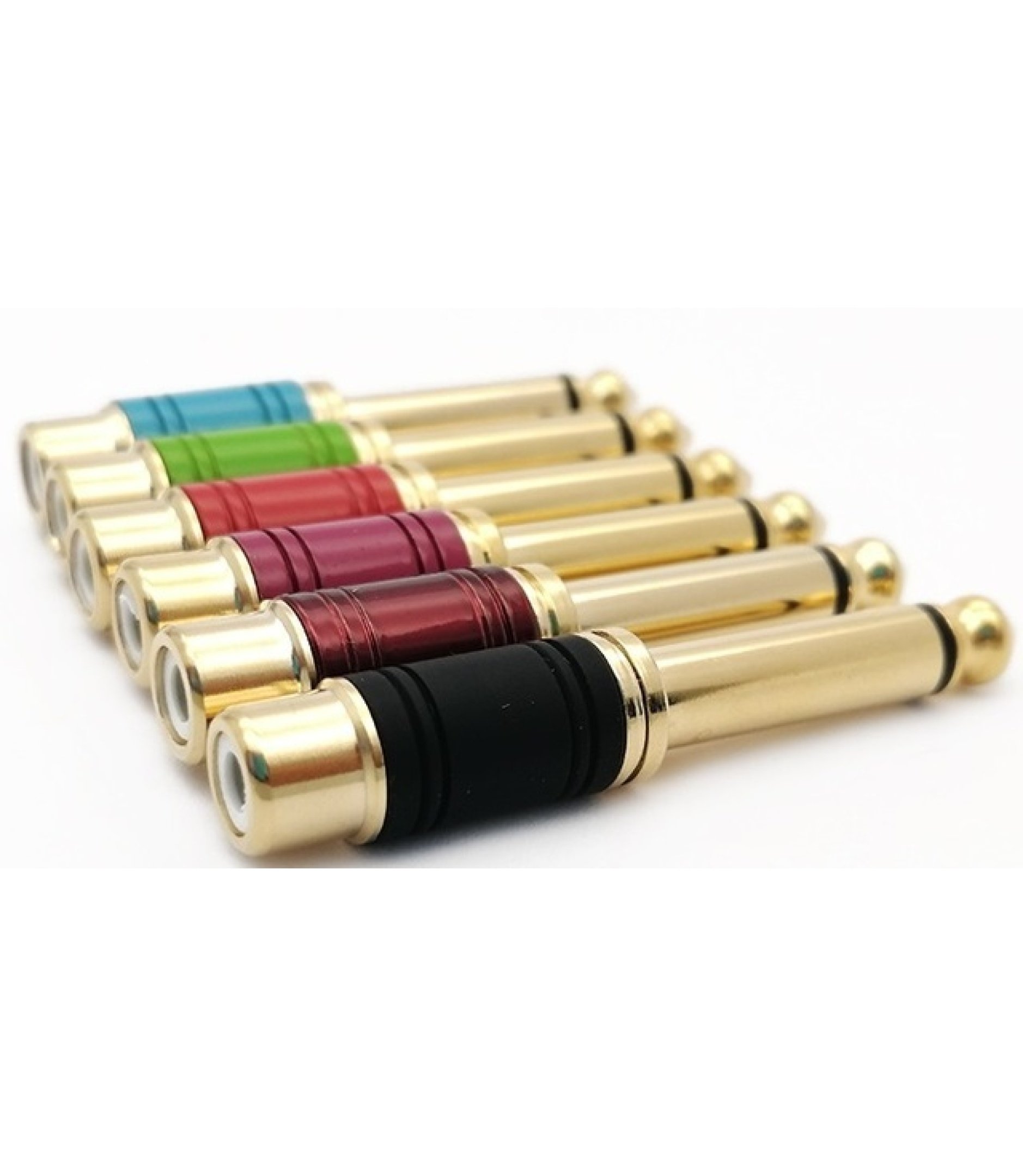 a-6514-2_2.jpg Blue 6.35mm 1/4" Male Mono Plug To RCA Female Jack Audio Adapter Connector